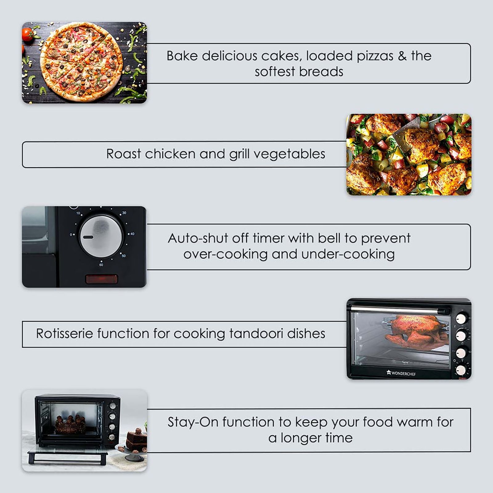 WONDERCHEF 28L Oven Toaster Grill with Rotisserie (Black)_10