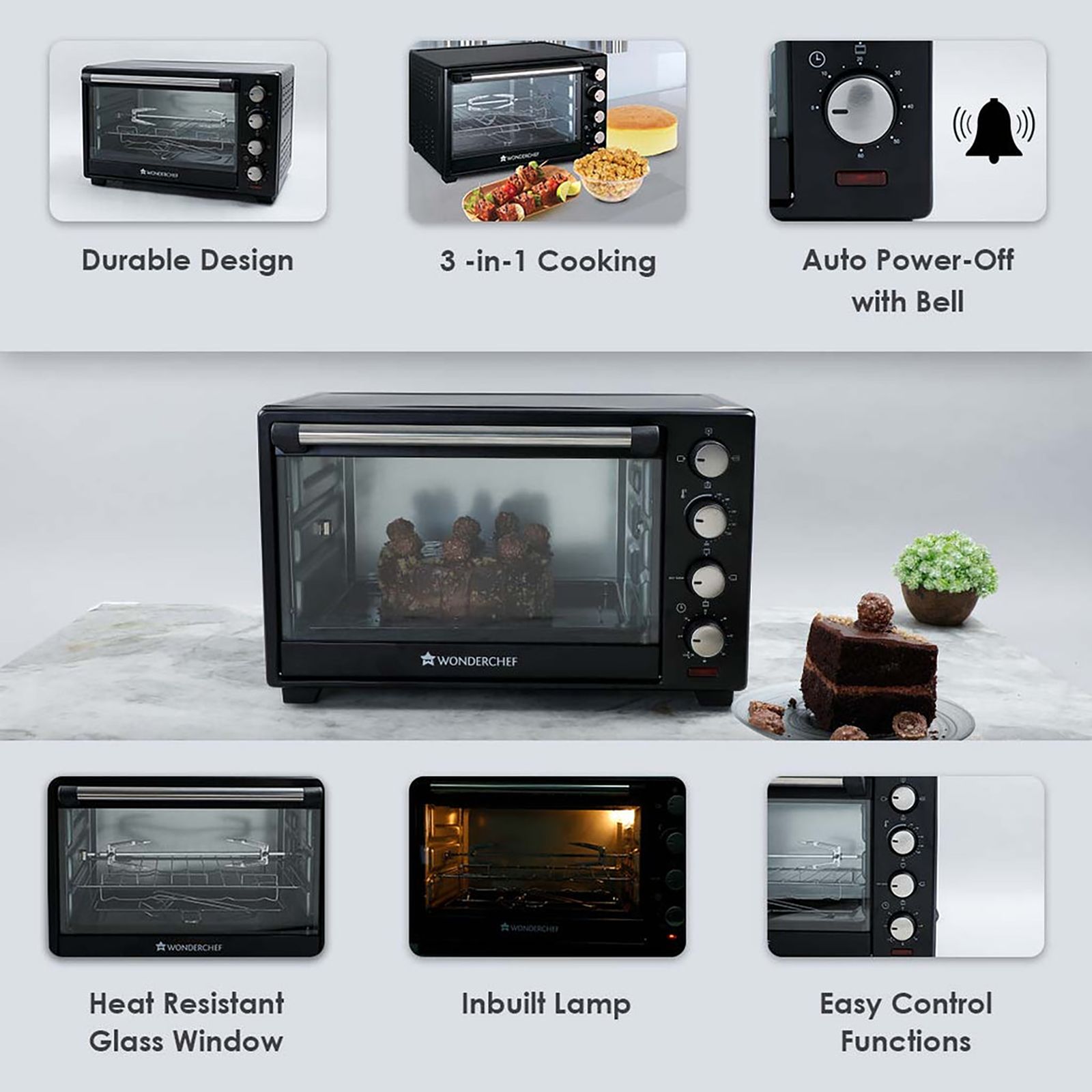 WONDERCHEF 28L Oven Toaster Grill with Rotisserie (Black)_20