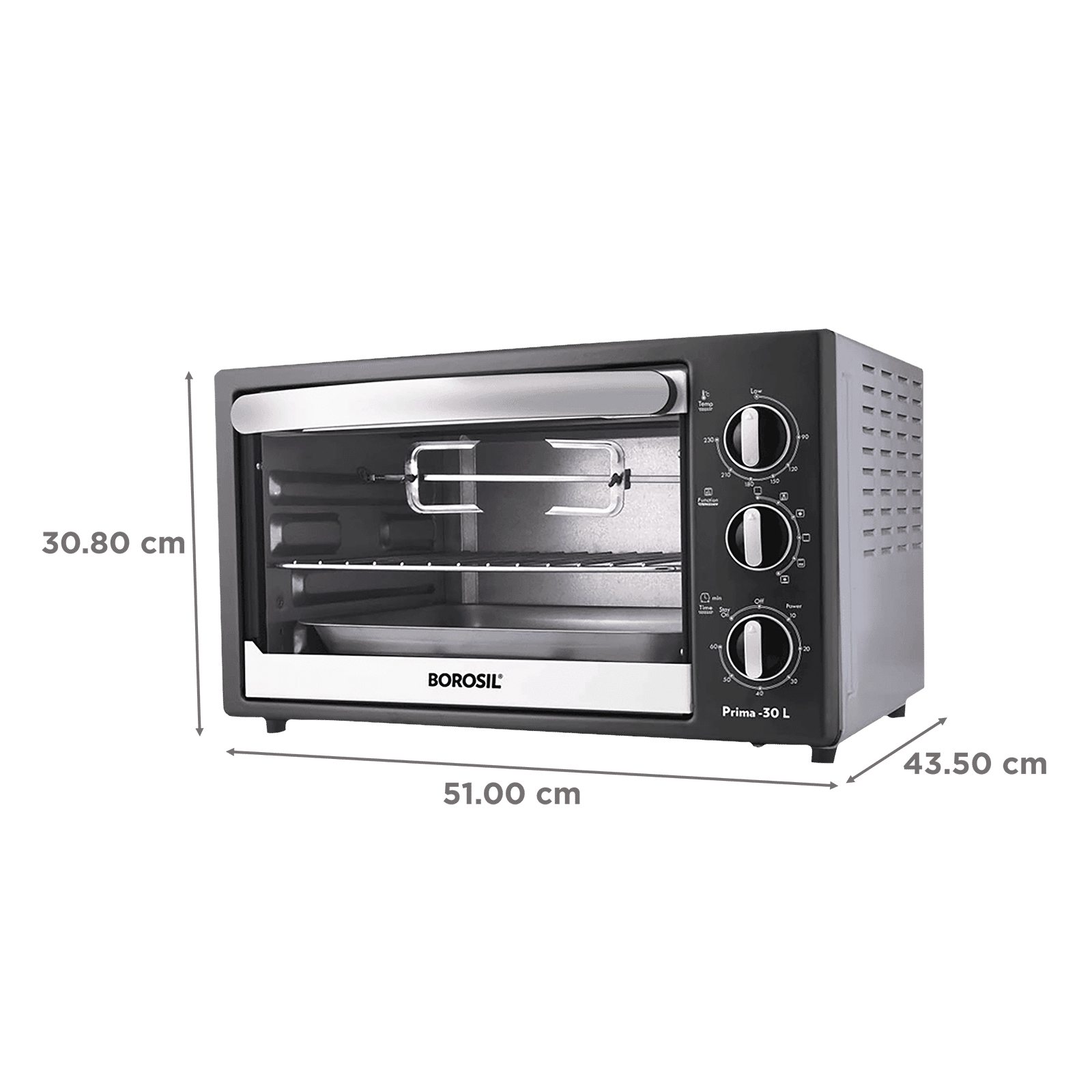BOROSIL Prima 30L Oven Toaster Grill with Motorized Rotisserie (Silver)_2