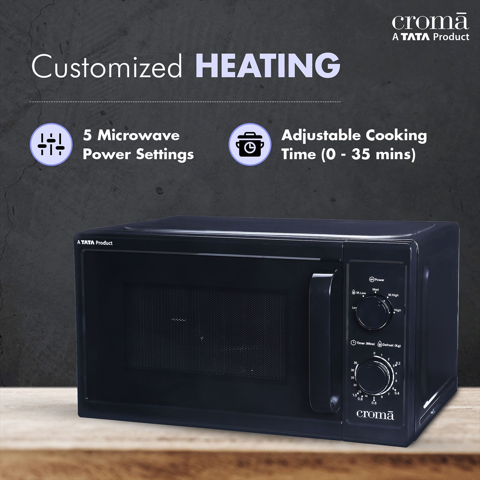 Croma M20 20L Solo Microwave Oven with Temperature Sensor (CRAM2026, Black) Croma M20 20L Solo Microwave Oven with Temperature Sensor (CRAM2026, Black)_6
