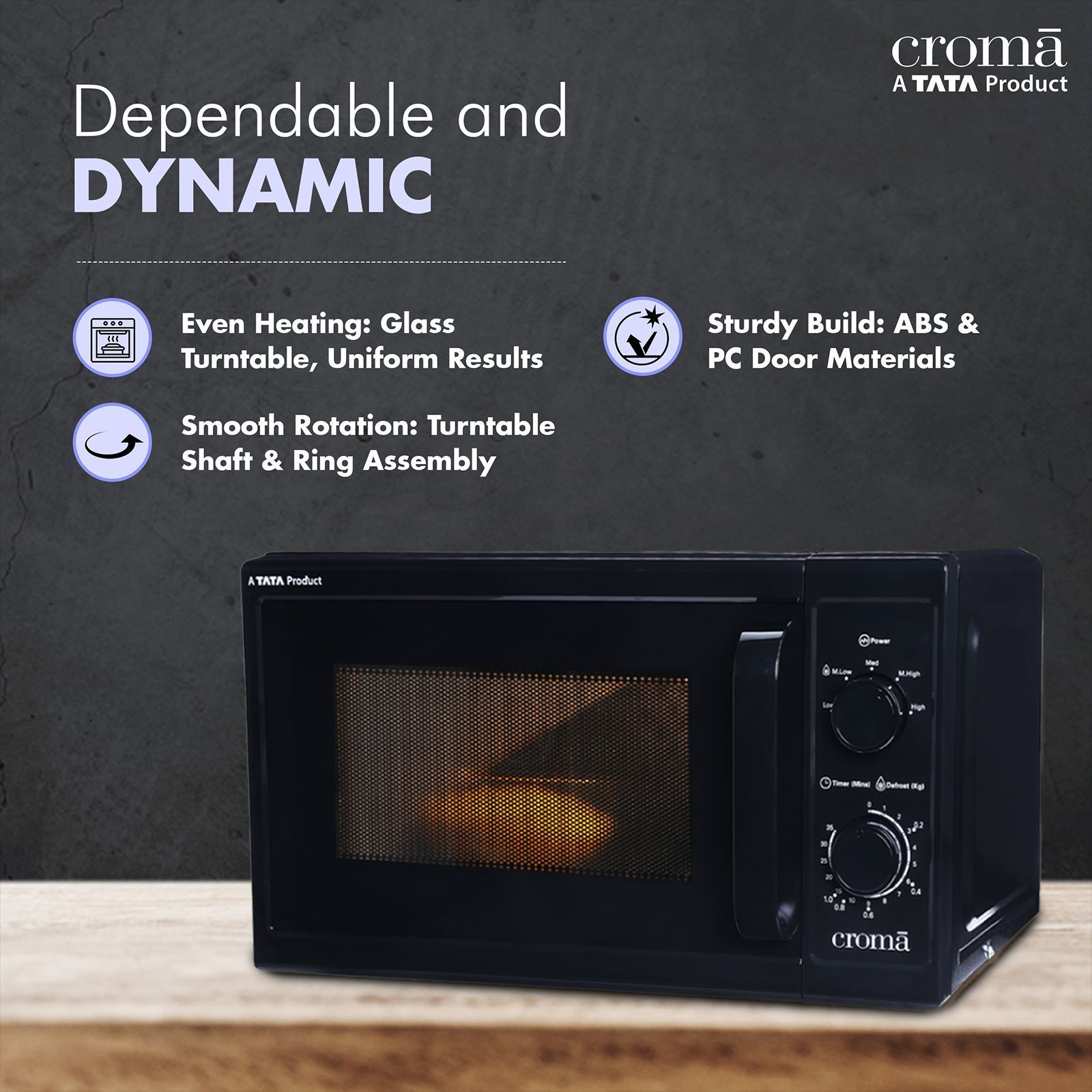 Croma M20 20L Solo Microwave Oven with Temperature Sensor (CRAM2026, Black) Croma M20 20L Solo Microwave Oven with Temperature Sensor (CRAM2026, Black)_8