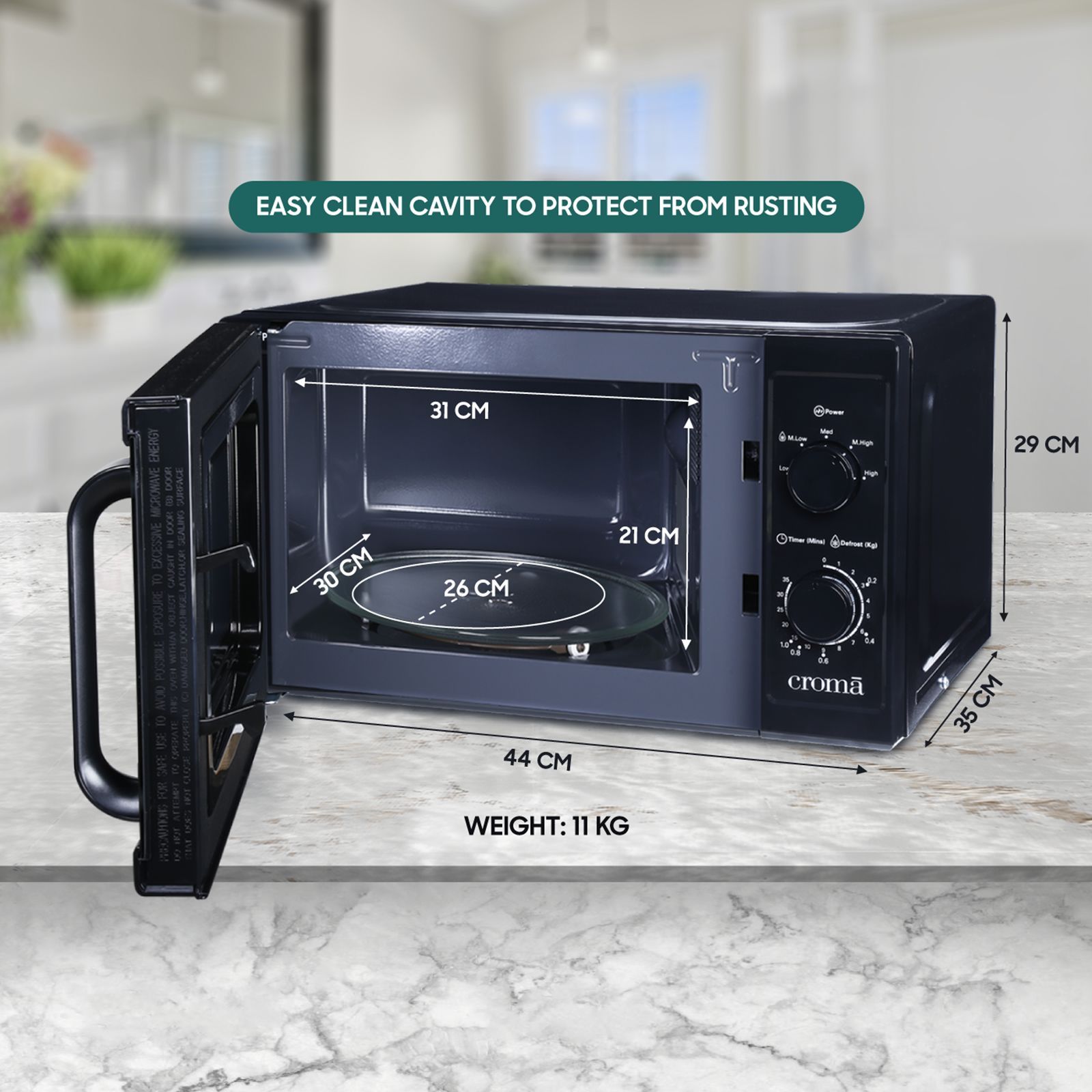 Croma M20 20L Solo Microwave Oven with Temperature Sensor (CRAM2026, Black) Croma M20 20L Solo Microwave Oven with Temperature Sensor (CRAM2026, Black)_10