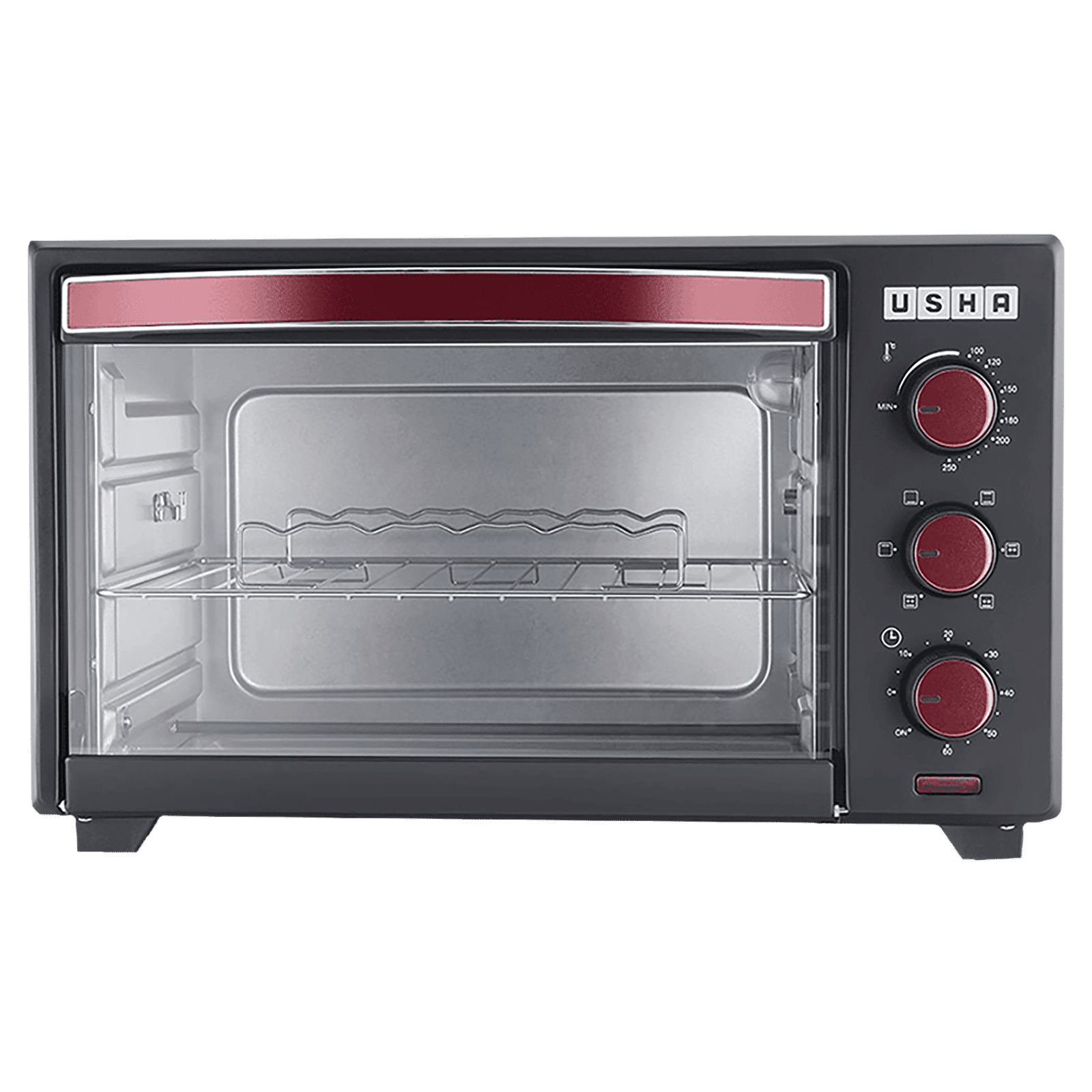USHA 3629R 29L Oven Toaster Grill with Motorized Rotisserie (Wine) USHA 3629R 29L Oven Toaster Grill with Motorized Rotisserie (Wine)_1