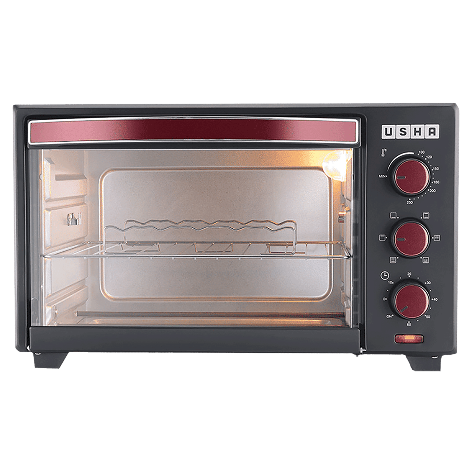 USHA 3629R 29L Oven Toaster Grill with Motorized Rotisserie (Wine) USHA 3629R 29L Oven Toaster Grill with Motorized Rotisserie (Wine)_9