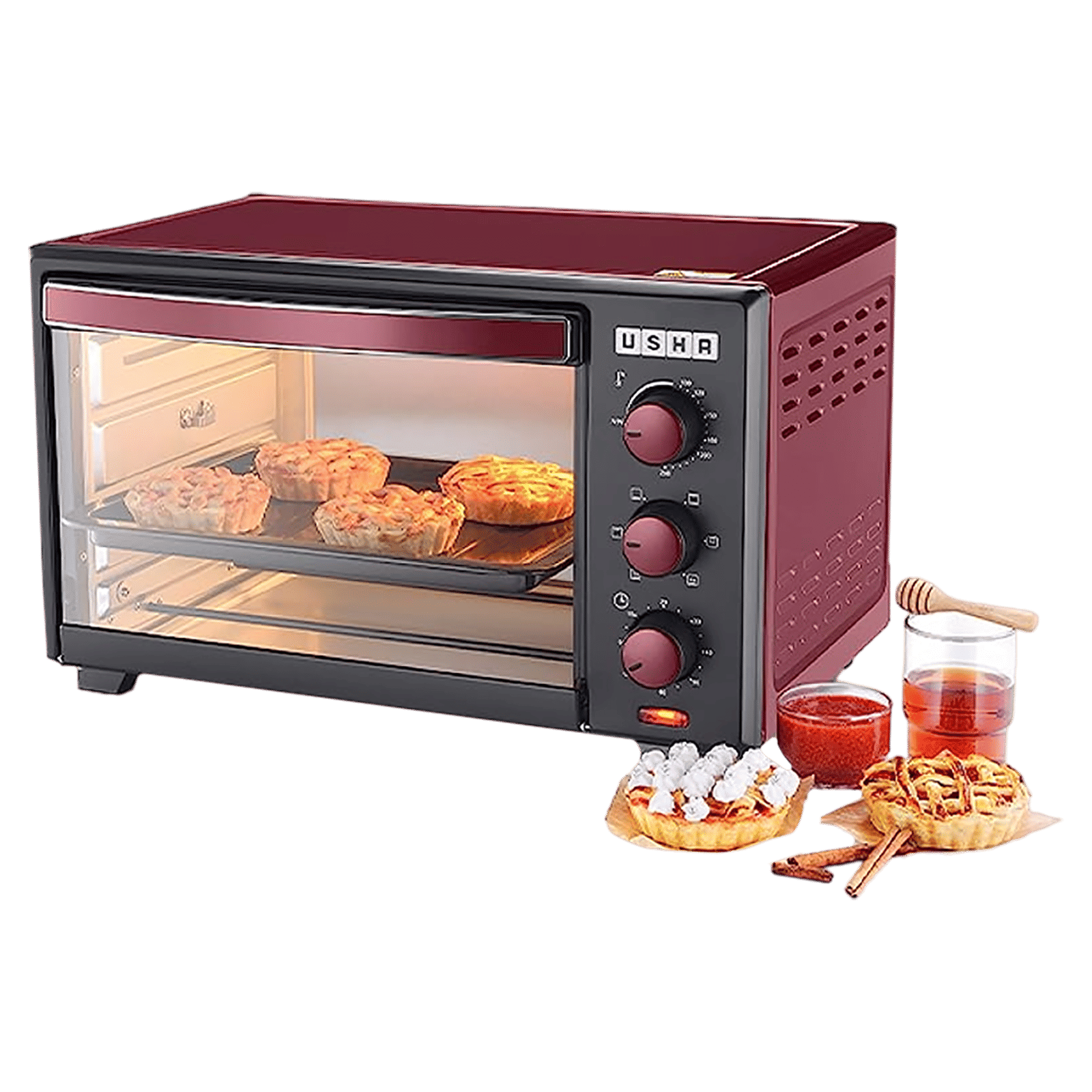 USHA 3629R 29L Oven Toaster Grill with Motorized Rotisserie (Wine) USHA 3629R 29L Oven Toaster Grill with Motorized Rotisserie (Wine)_10