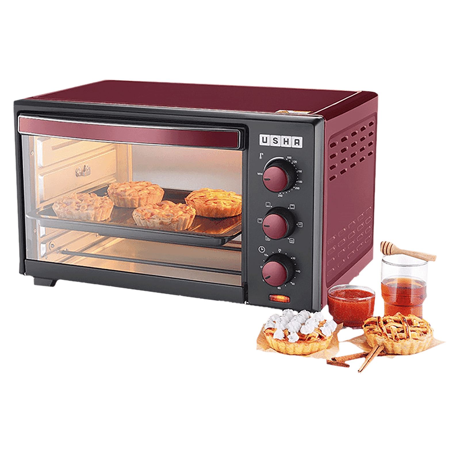 USHA 3629R 29L Oven Toaster Grill with Motorized Rotisserie (Wine) USHA 3629R 29L Oven Toaster Grill with Motorized Rotisserie (Wine)_11