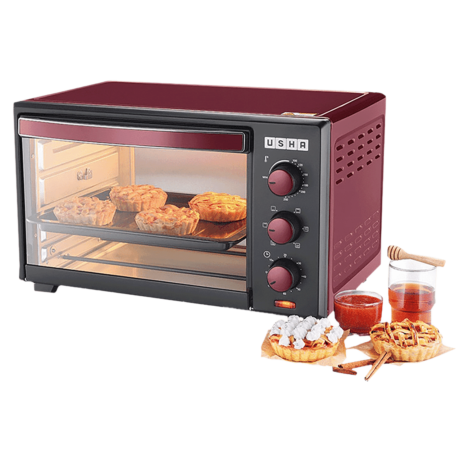 USHA 3629R 29L Oven Toaster Grill with Motorized Rotisserie (Wine) USHA 3629R 29L Oven Toaster Grill with Motorized Rotisserie (Wine)_18
