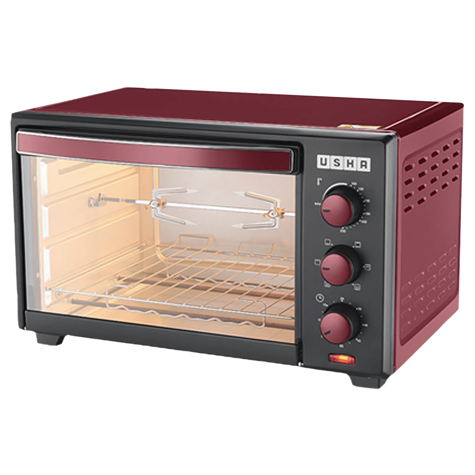 USHA 3629R 29L Oven Toaster Grill with Motorized Rotisserie (Wine) USHA 3629R 29L Oven Toaster Grill with Motorized Rotisserie (Wine)_7