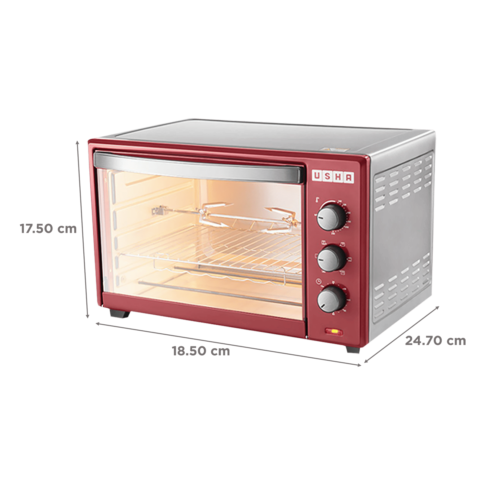 USHA 42L Oven Toaster Grill with Convection Technology (Stainless Steel & Wine)_2