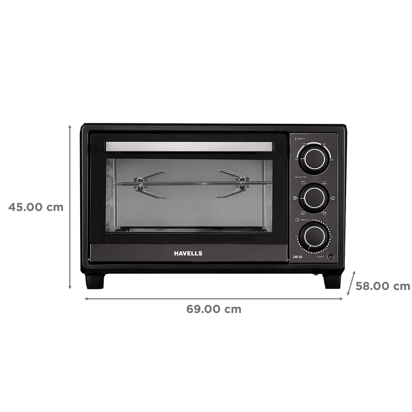 HAVELLS 24R BL 24L Oven Toaster Grill with Motorized Rotisserie (Black)_2