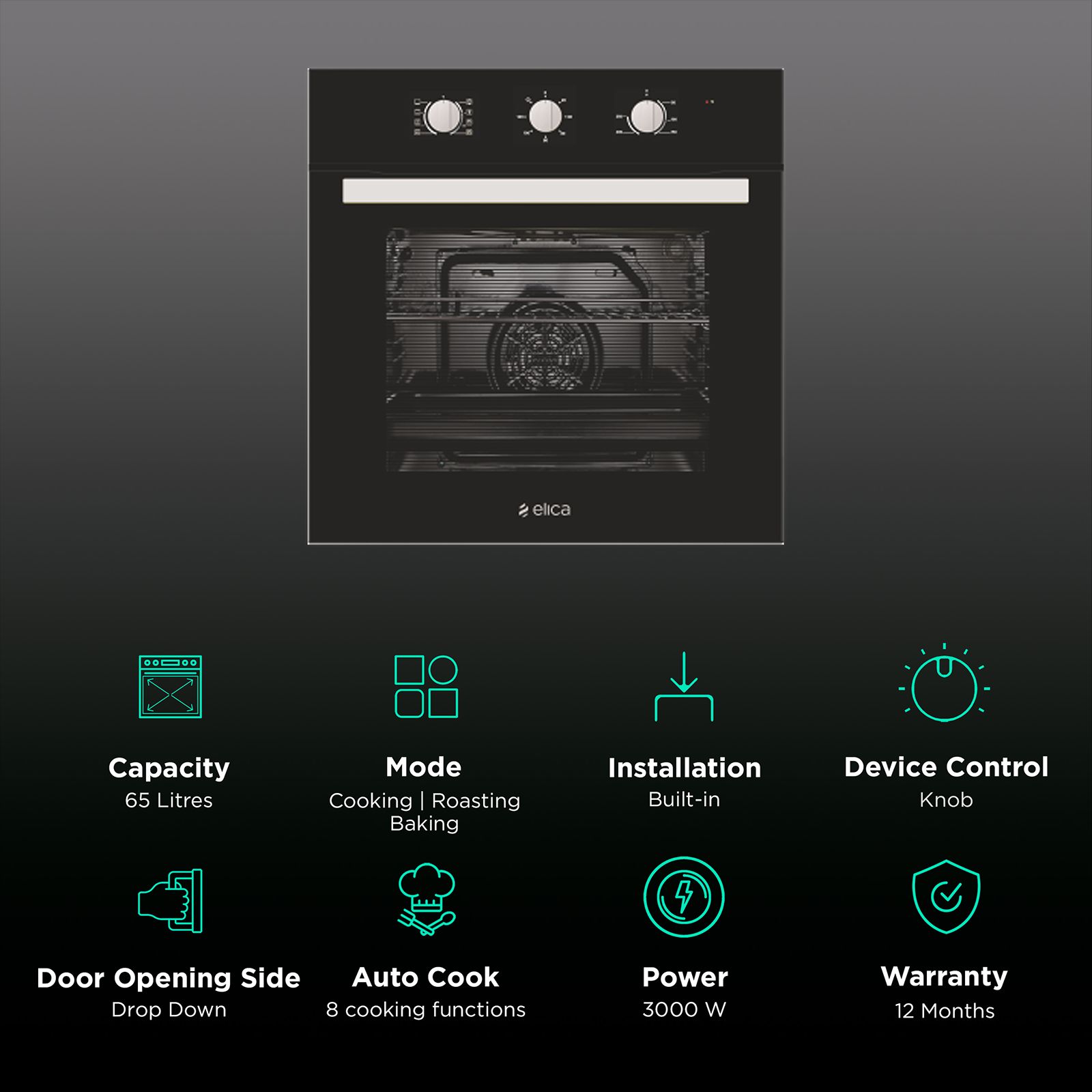 elica 65L 60cm Built-in Microwave with Default Temperature (EPBI 865 MMF, Black) elica 65L 60cm Built-in Microwave with Default Temperature (EPBI 865 MMF, Black)_3