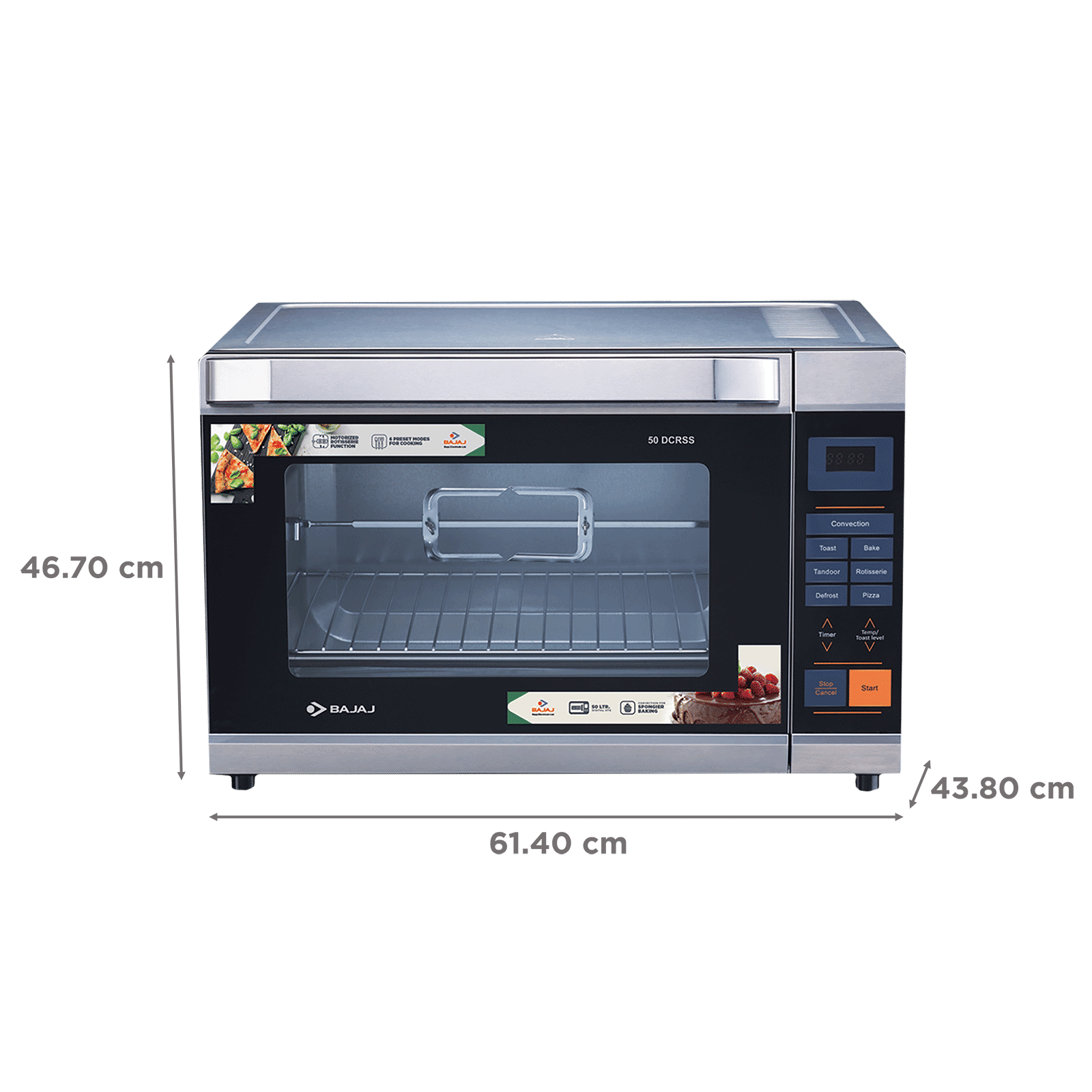 BAJAJ 50 DCRSS 50L Oven Toaster Grill with Motorized Rotisserie (Black/Silver) BAJAJ 50 DCRSS 50L Oven Toaster Grill with Motorized Rotisserie (Black/Silver)_2