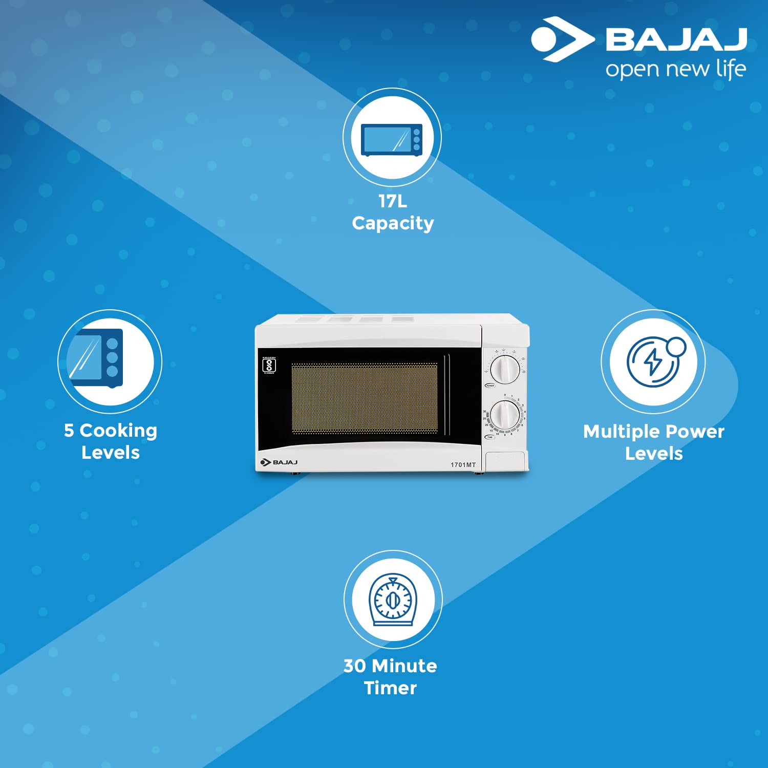 BAJAJ 1701 MT 17L Solo Microwave Oven with Nutri-Pro for Heart-Healthy Cooking (White)_10