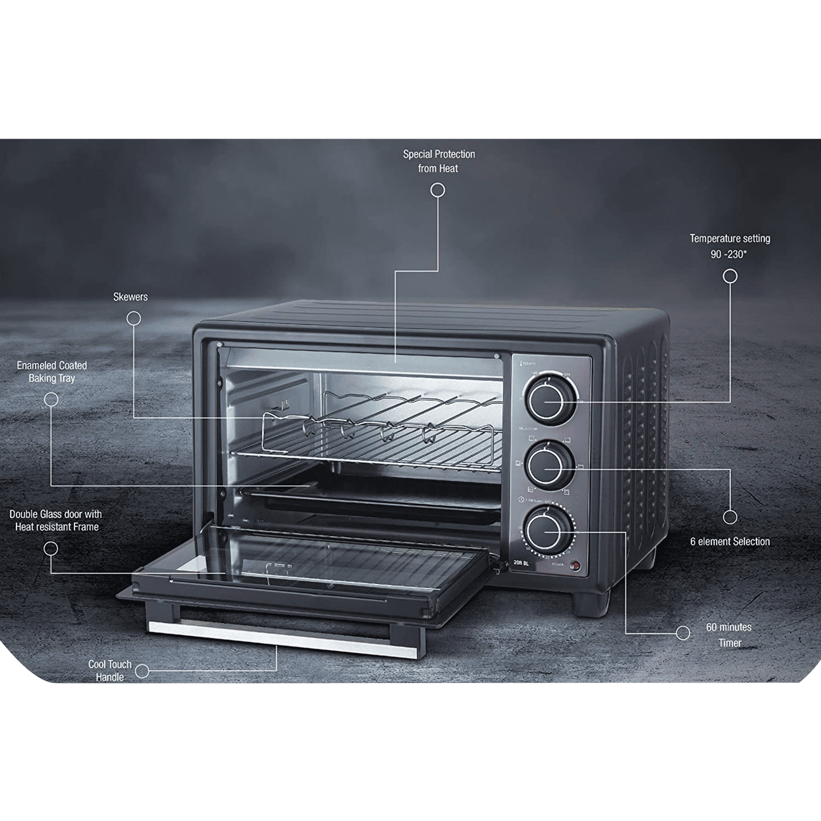 HAVELLS 66RC BL 66L Oven Toaster Grill with Motorized Rotisserie (Black)_9