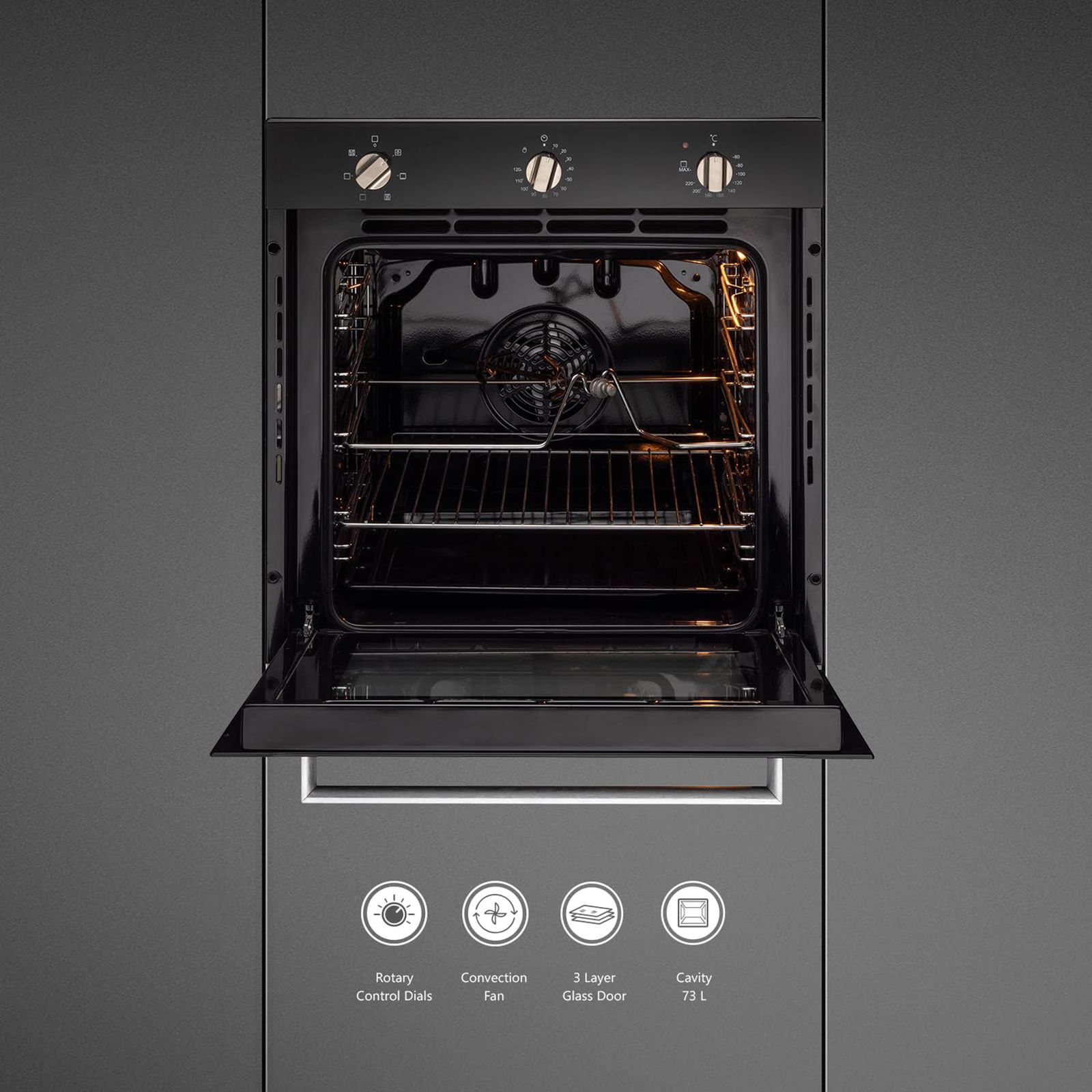 KAFF Series Collection 73L 60cm Built-in Electric Microwave with 3 Layer Glass Door (KOV 73 MRFT, Black) KAFF Series Collection 73L 60cm Built-in Electric Microwave with 3 Layer Glass Door (KOV 73 MRFT, Black)_12