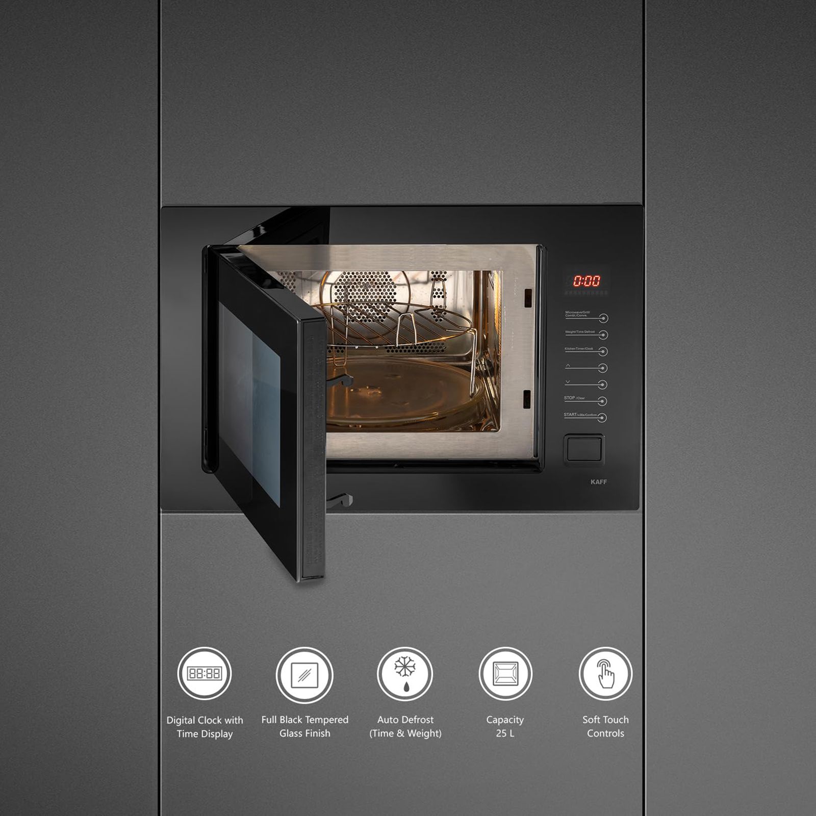 KAFF KMW8A 25L 60cm Built-in Microwave with Multi Programming Mode (KMW8A-BLK, Black)_8