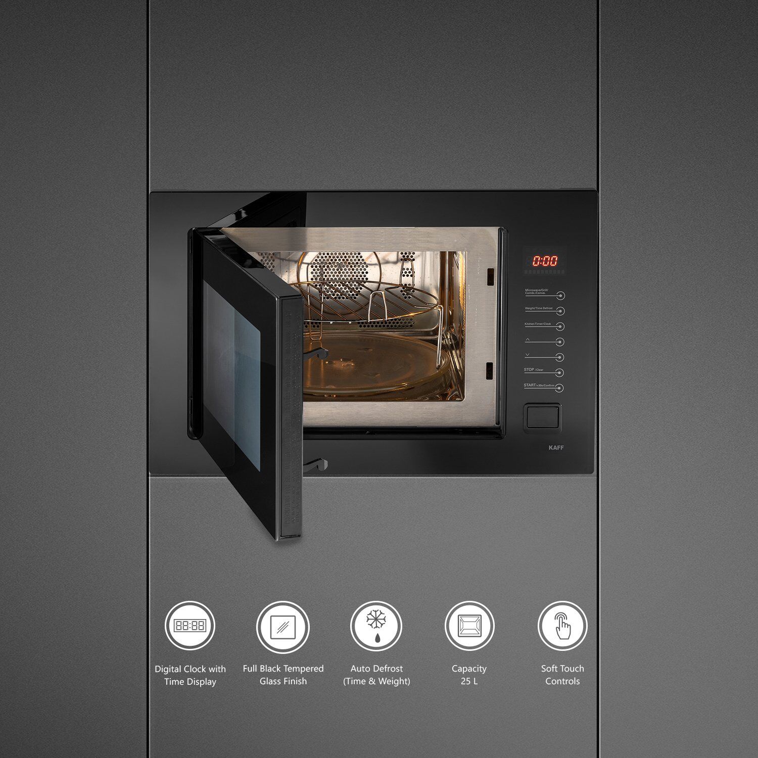 KAFF KMW8A 25L 60cm Built-in Microwave with Multi Programming Mode (KMW8A-BLK, Black)_12