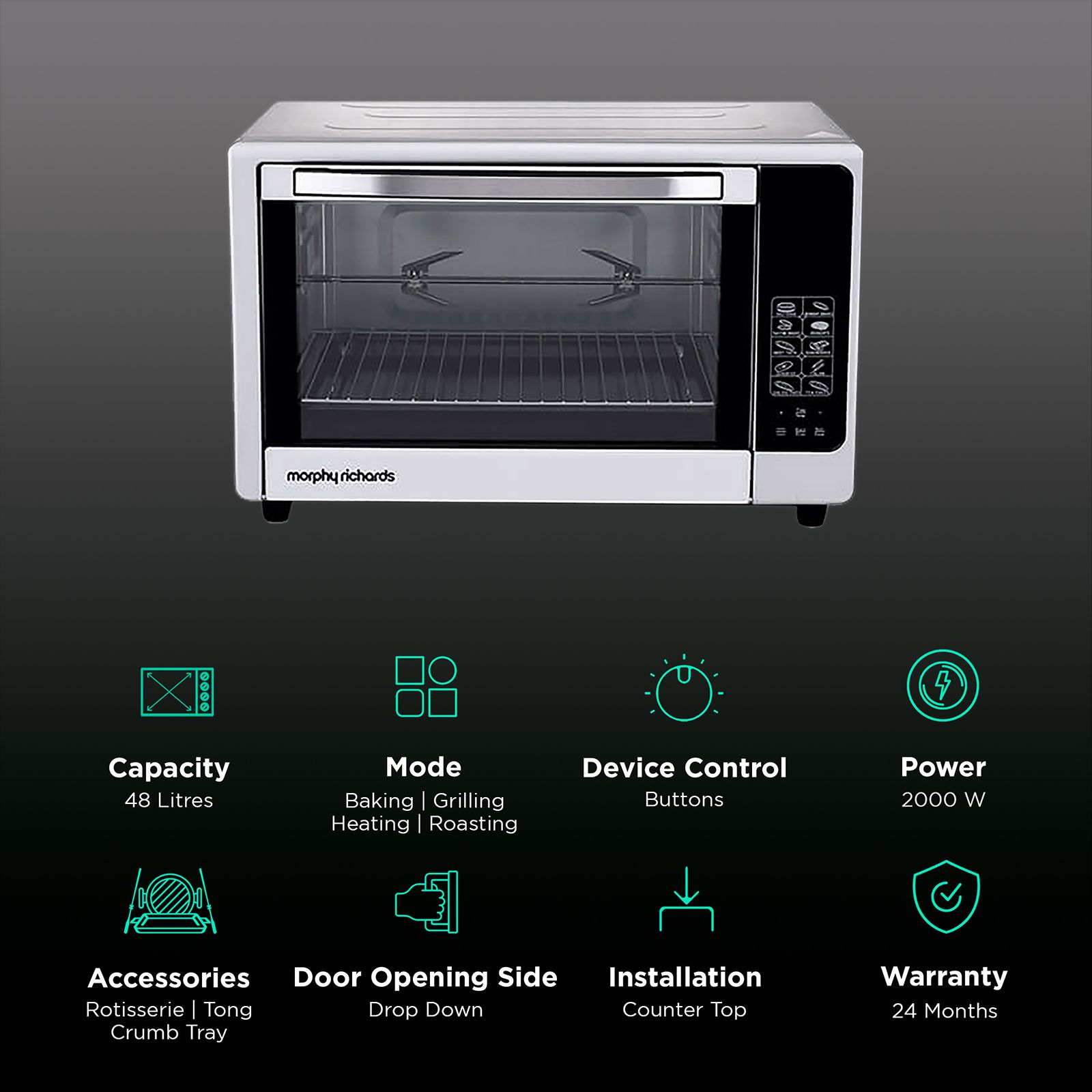 morphy richards 48SS DigiChef 48L Oven Toaster Grill with 59 Autocook Menus (Silver)_3