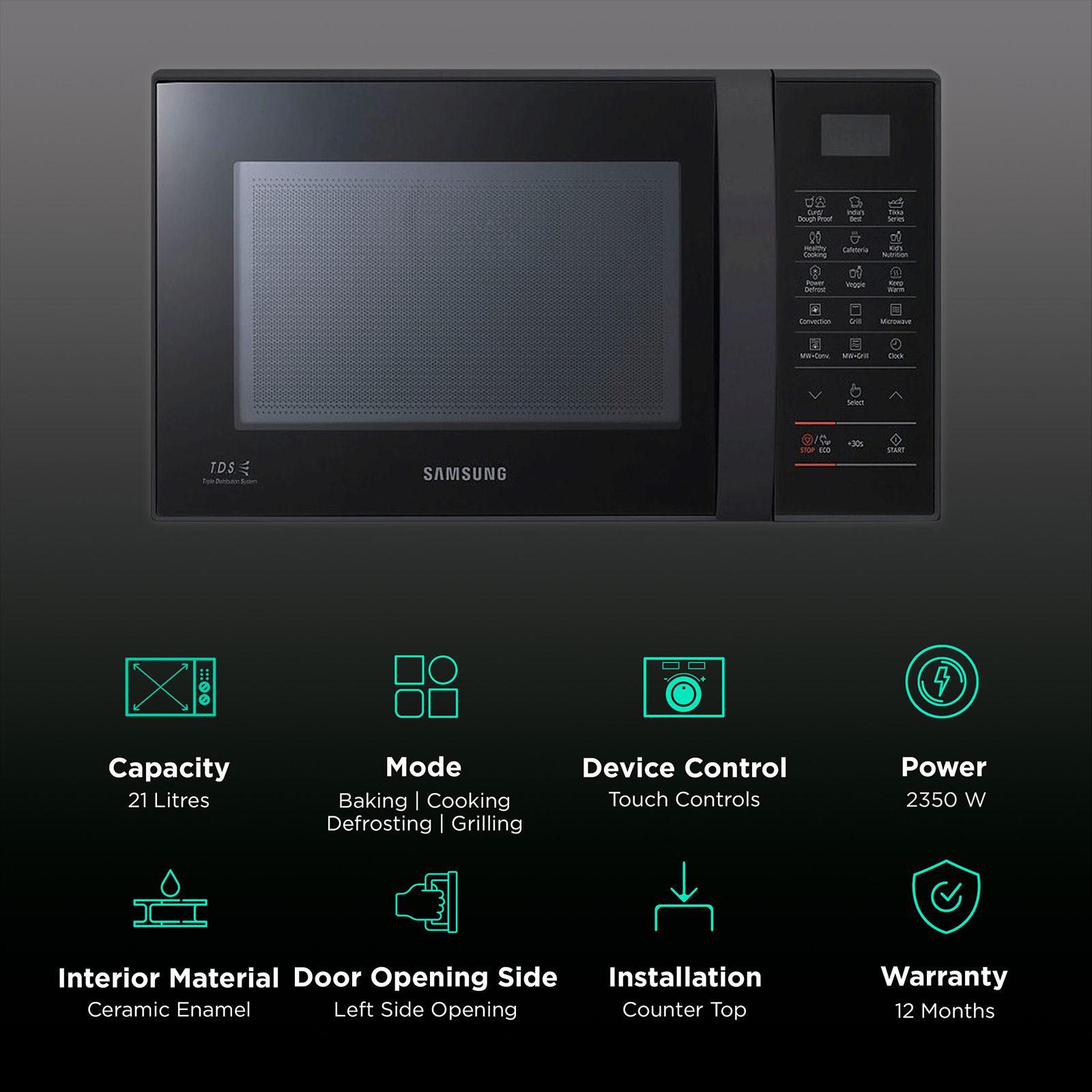 SAMSUNG 21L Convection Microwave Oven with Advanced Fermentation Technology (CE76JD-B1/XTL, Black)_3