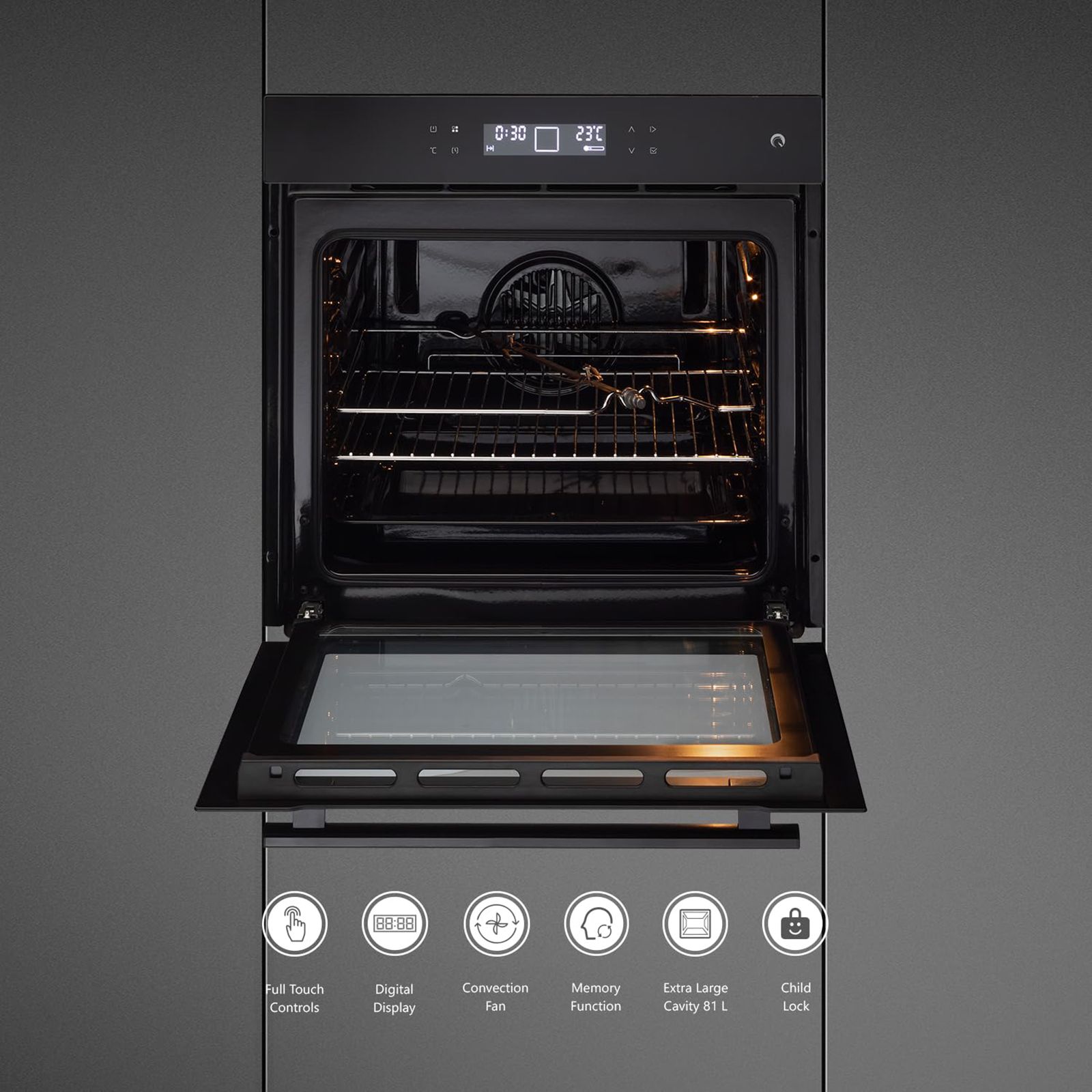 KAFF Series Collection 81L 60cm Built-in Electric Microwave with Memory Function (OV 81TCBL, Black)_10