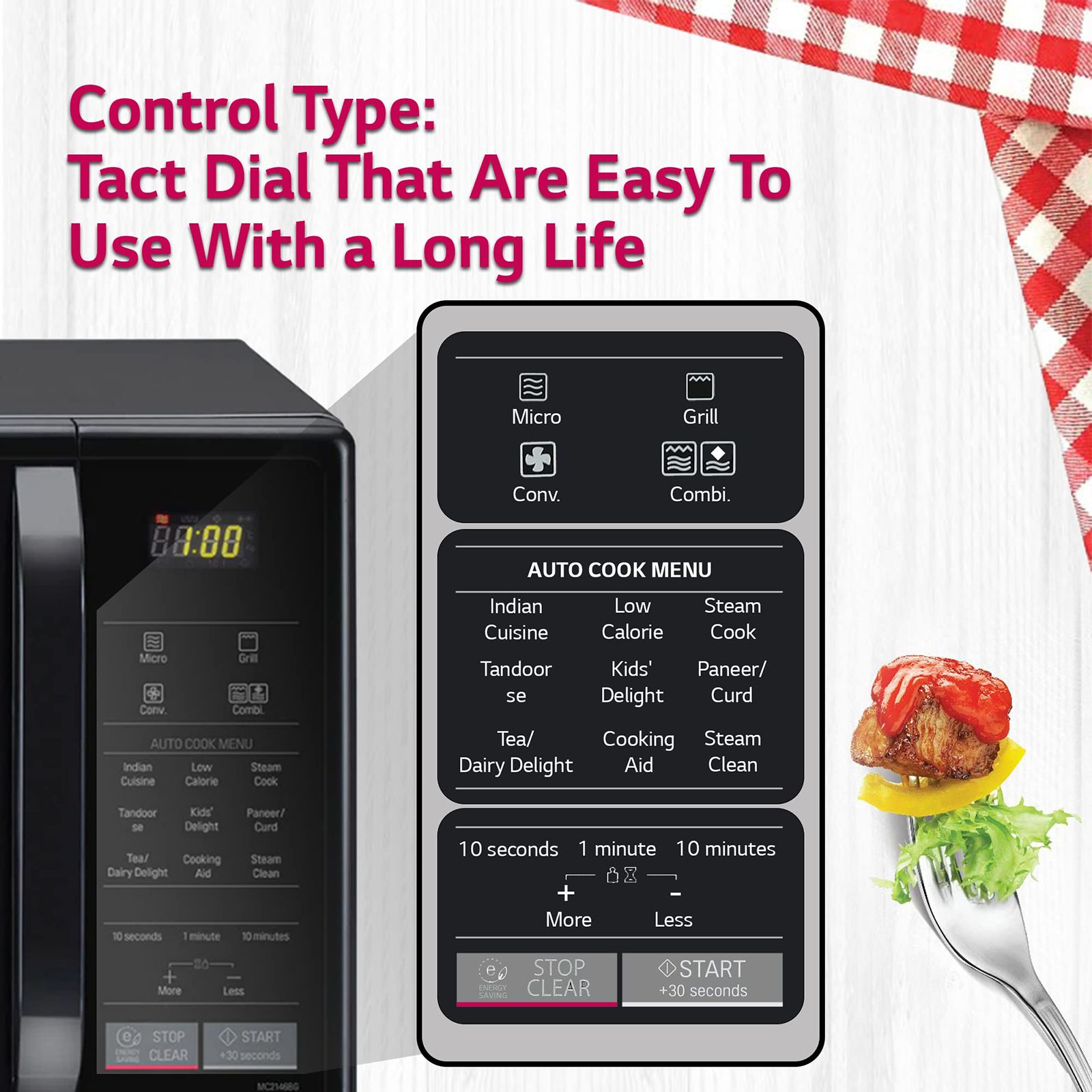 LG 28L Charcoal Microwave Oven with Diet Fry (MJ2887BFUM.DBKQILN, Black) LG 28L Charcoal Microwave Oven with Diet Fry (MJ2887BFUM.DBKQILN, Black)_13