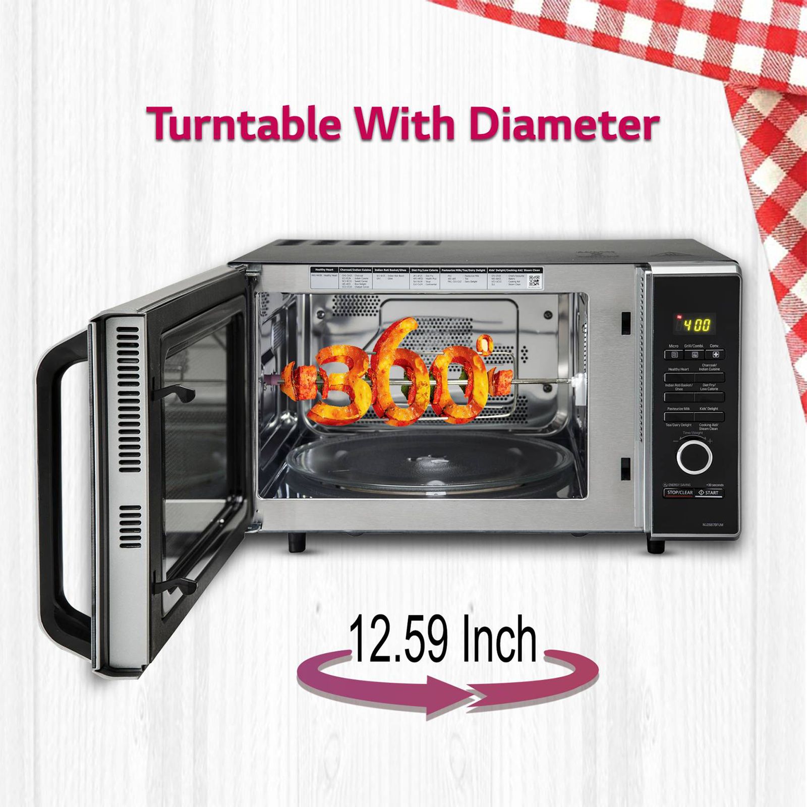 LG 28L Charcoal Microwave Oven with Diet Fry (MJ2887BFUM.DBKQILN, Black) LG 28L Charcoal Microwave Oven with Diet Fry (MJ2887BFUM.DBKQILN, Black)_16