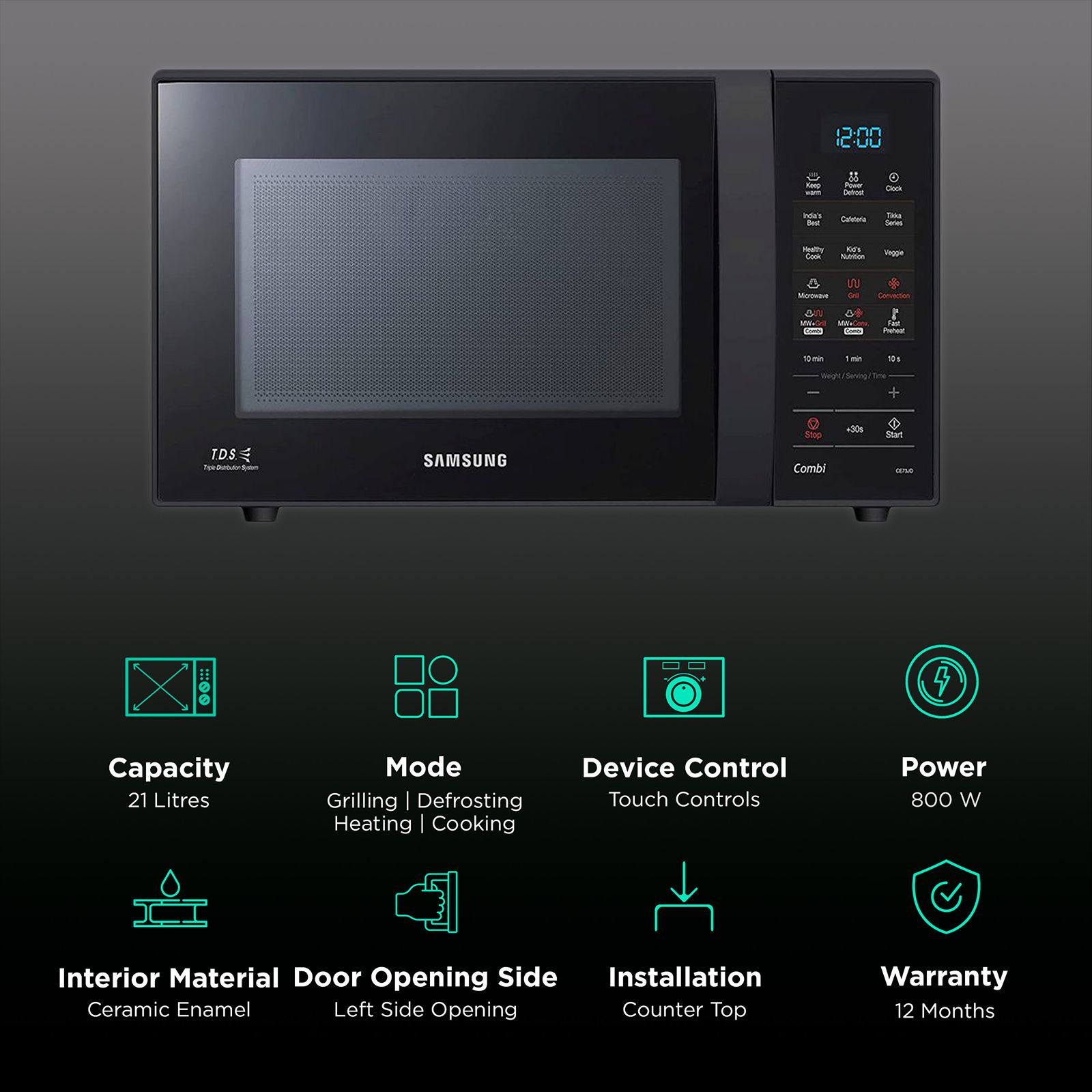 SAMSUNG Combi 21L Convection Microwave Oven with Autocook Menus (Black) SAMSUNG Combi 21L Convection Microwave Oven with Autocook Menus (Black)_3