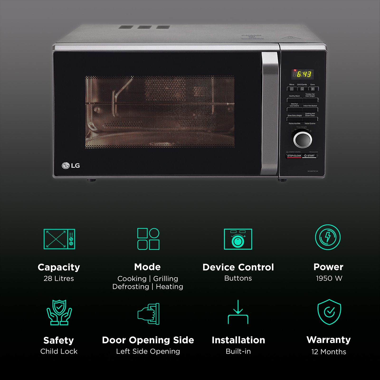 LG 28L Convection Microwave Oven with Intellowave Technology (MC2887BFUM, Black)_3