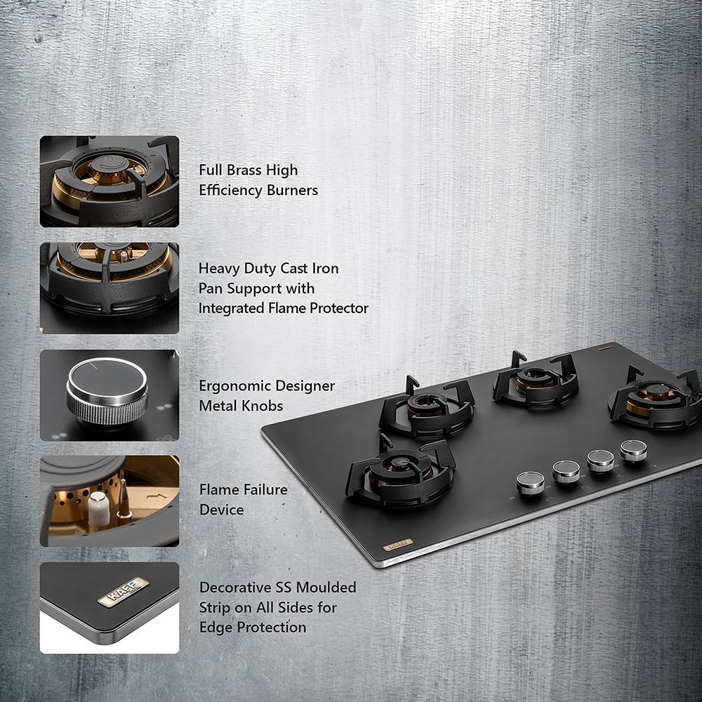 KAFF MSM 804 Toughened Glass Top 4 Burner Automatic Hob (Flame Failure Device, Black) KAFF MSM 804 Toughened Glass Top 4 Burner Automatic Hob (Flame Failure Device, Black)_13