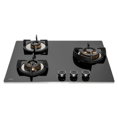 KAFF Bellini Tempered Glass Top 3 Burner Automatic Electric Hob (Flame Failure Device, Black)
