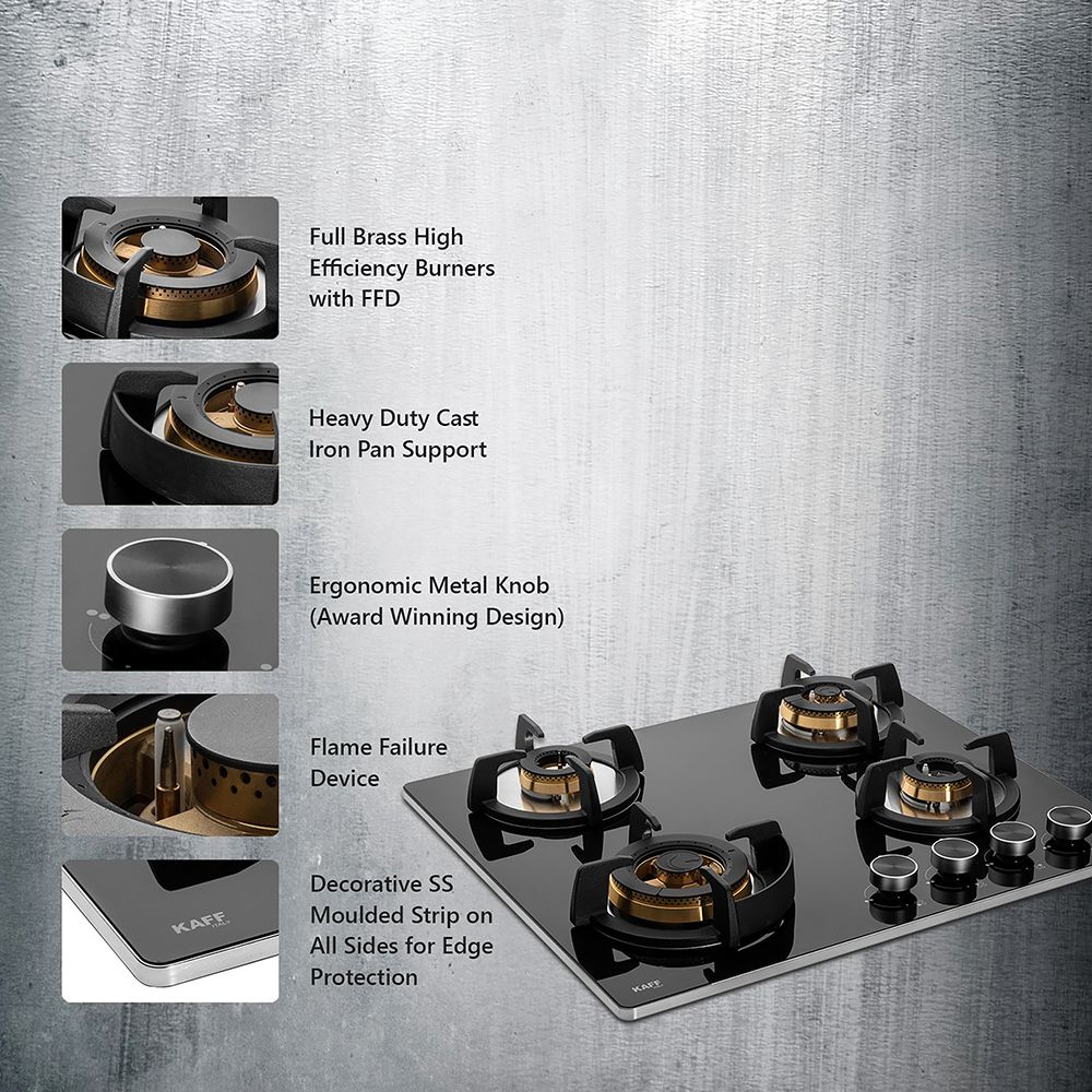 KAFF BLH-F 604 Tempered Glass Top 4 Burner Automatic Electric Hob (Flame Failure Device, Black) KAFF BLH-F 604 Tempered Glass Top 4 Burner Automatic Electric Hob (Flame Failure Device, Black)_16