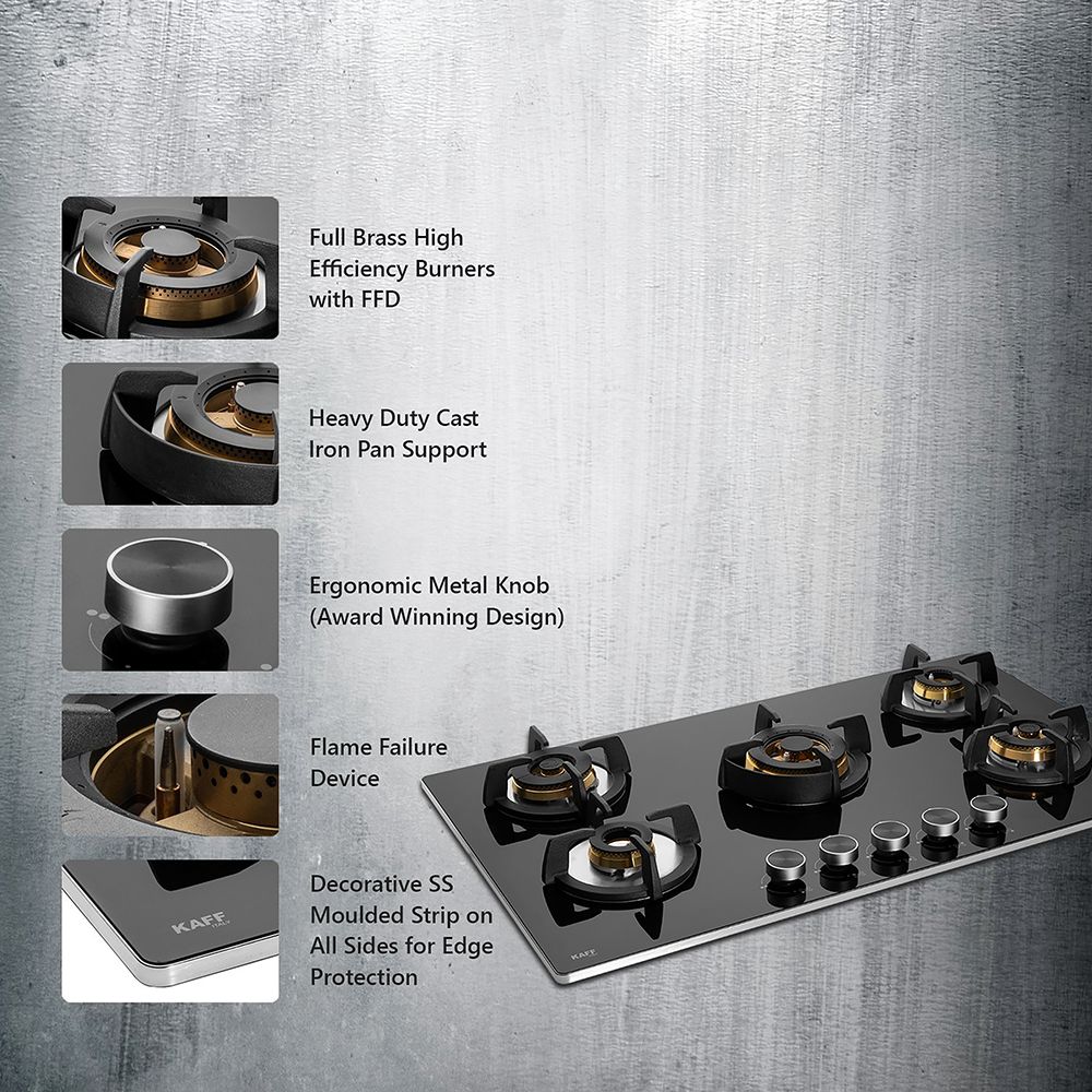 KAFF Bellini-F Tempered Glass Top 5 Burner Automatic Electric Hob (Flame Failure Device, Black)_14