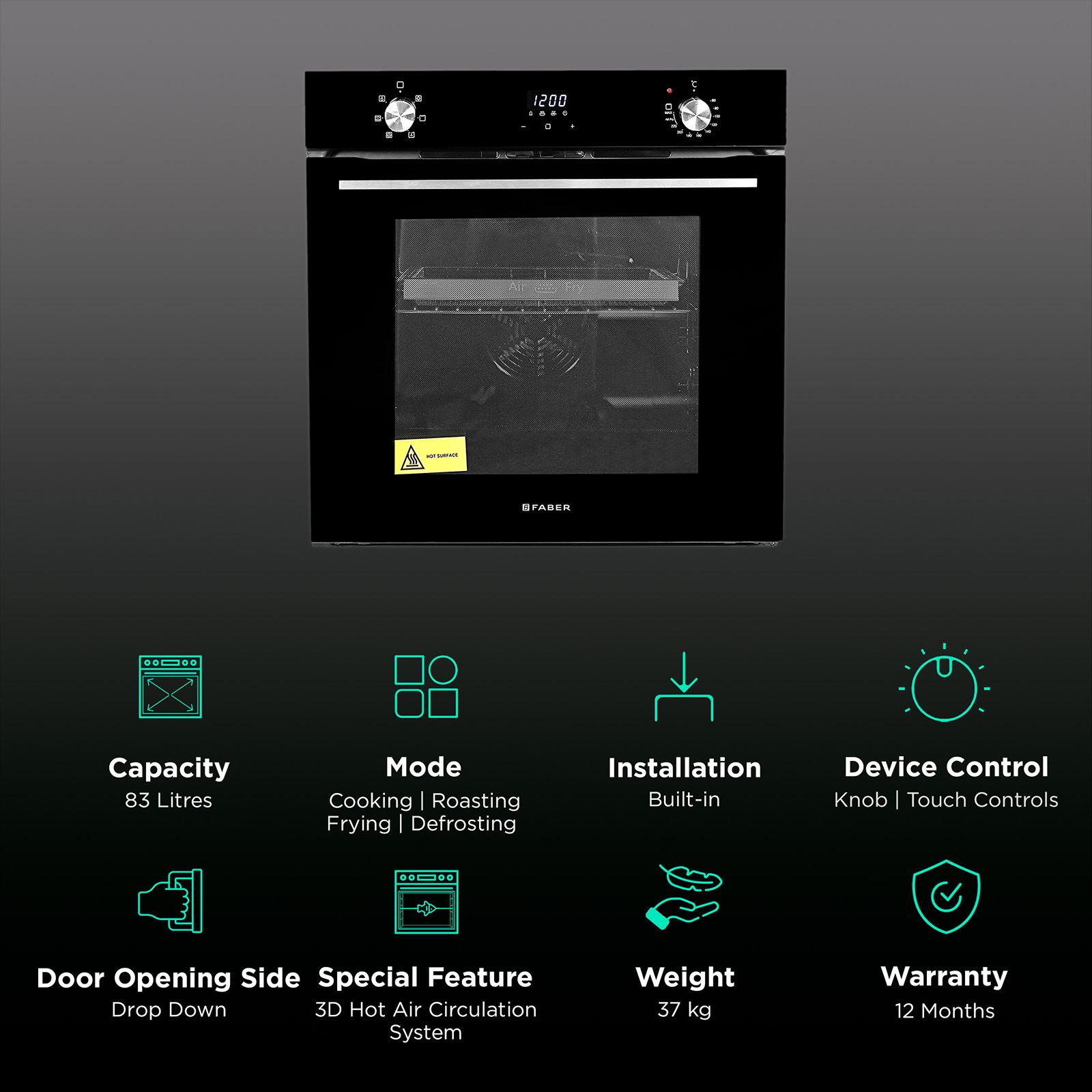 FABER FBIO 6F AF BK 83L Built-in Microwave with Anti Scalding Cold Door Technology (131.0651.880, Black) FABER FBIO 6F AF BK 83L Built-in Microwave with Anti Scalding Cold Door Technology (131.0651.880, Black)_3