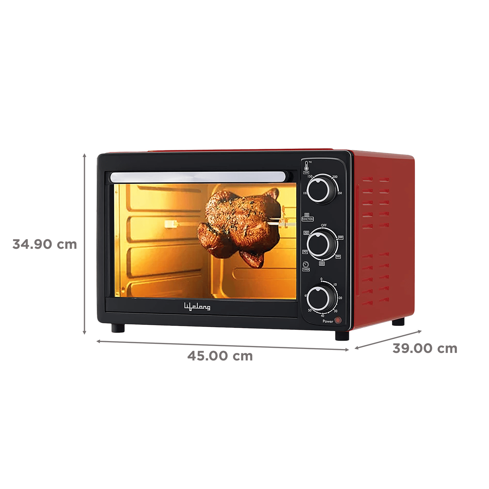 Lifelong LLOT27 27L Oven Toaster Grill with Motorized Rotisserie (Red) Lifelong LLOT27 27L Oven Toaster Grill with Motorized Rotisserie (Red)_2