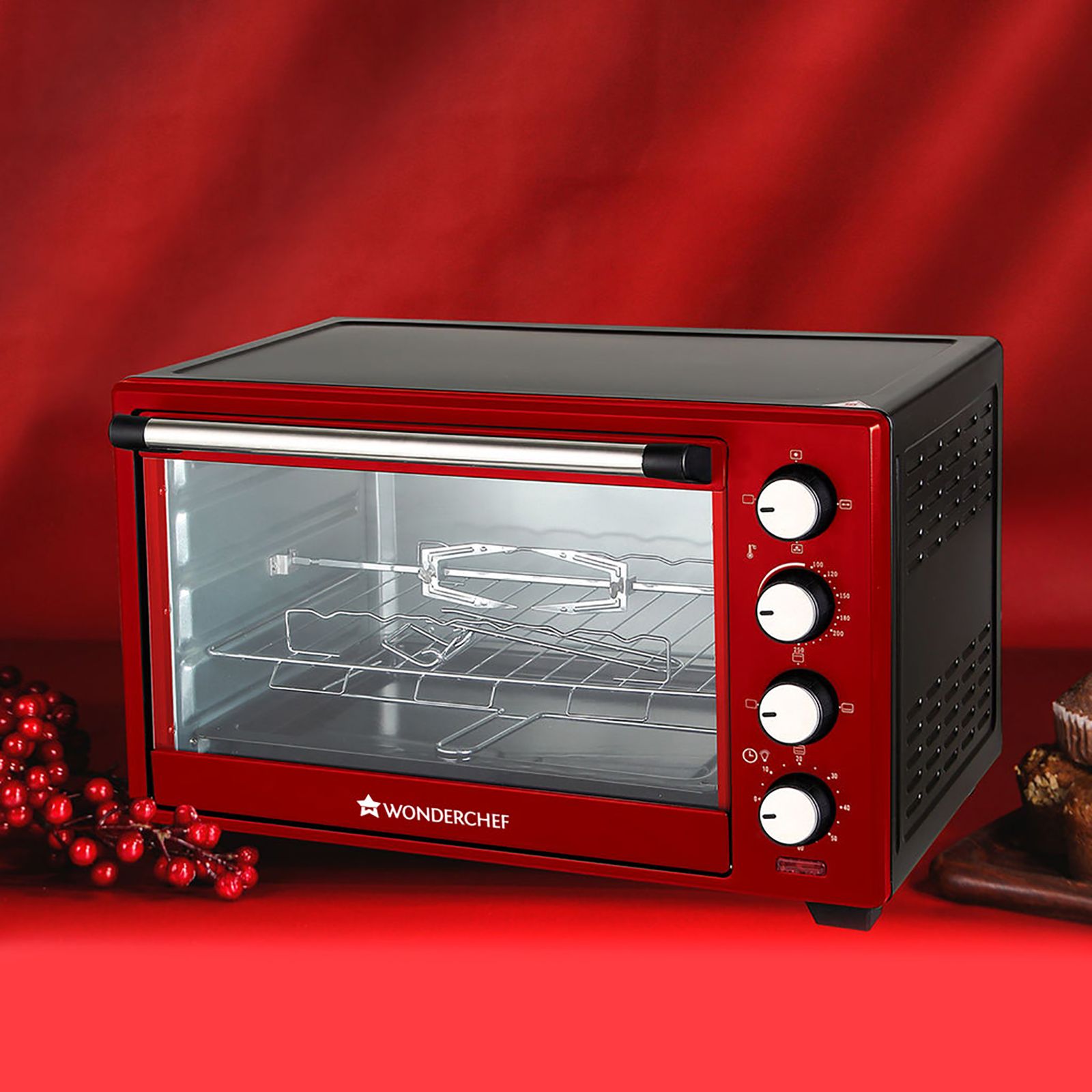 WONDERCHEF Crimson Edge 28L Oven Toaster Grill with Cutting Edge Technology (Red) WONDERCHEF Crimson Edge 28L Oven Toaster Grill with Cutting Edge Technology (Red)_6