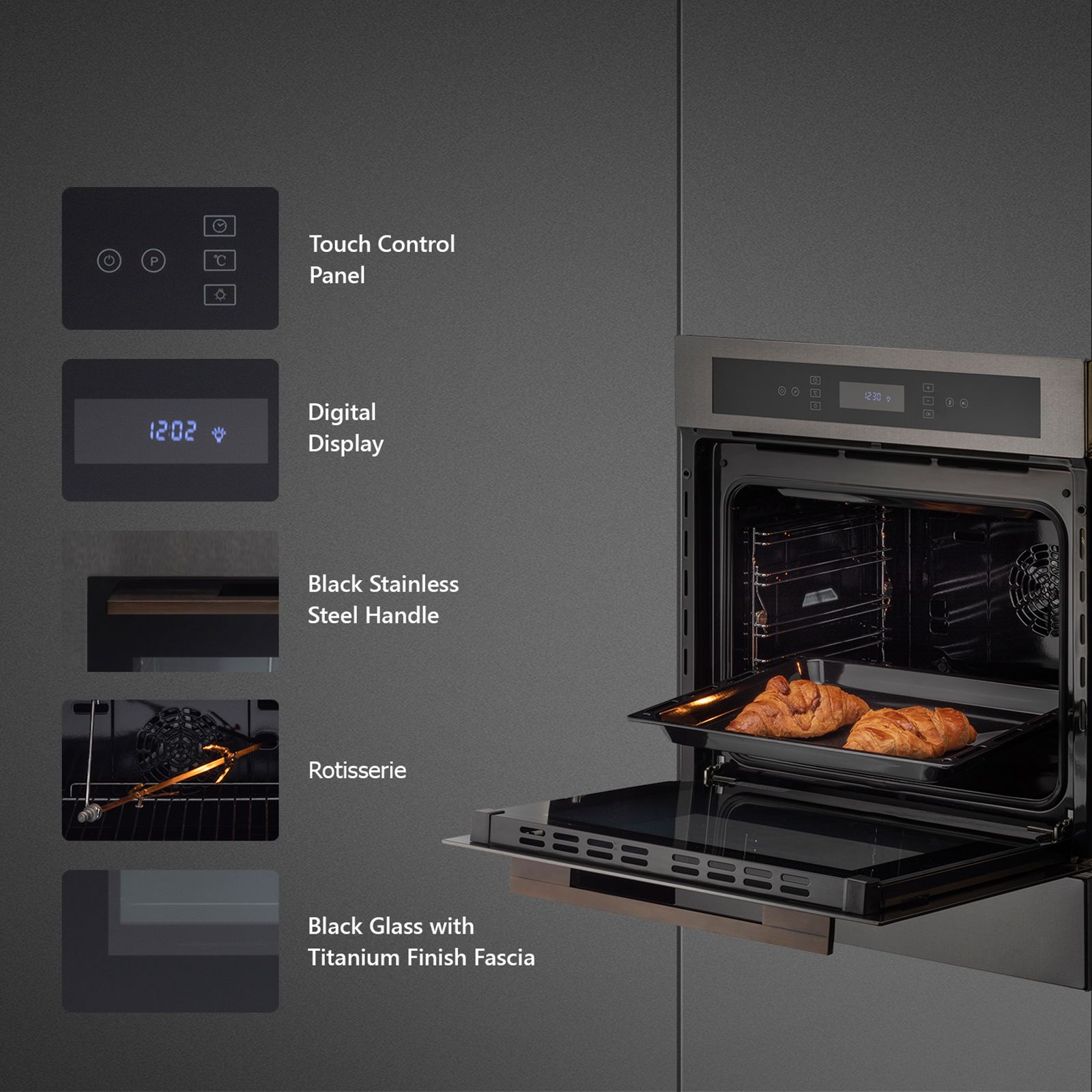 KAFF Series Mazzini 67L 60cm Built-in Electric Microwave with Memory Function (MZOV6TN, Black)_7