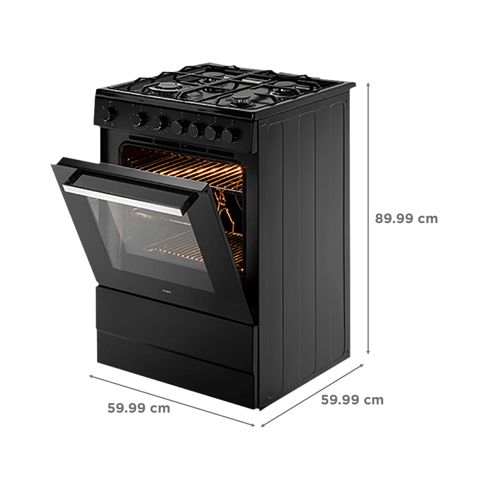 KAFF 60 Litres 4 Burner Cooking Range with Electric Oven (KAB60, Black)_2