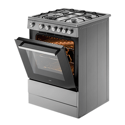 KAFF 60 Litres 4 Burner Cooking Range with Electric Oven (KAB60SS, Silver)