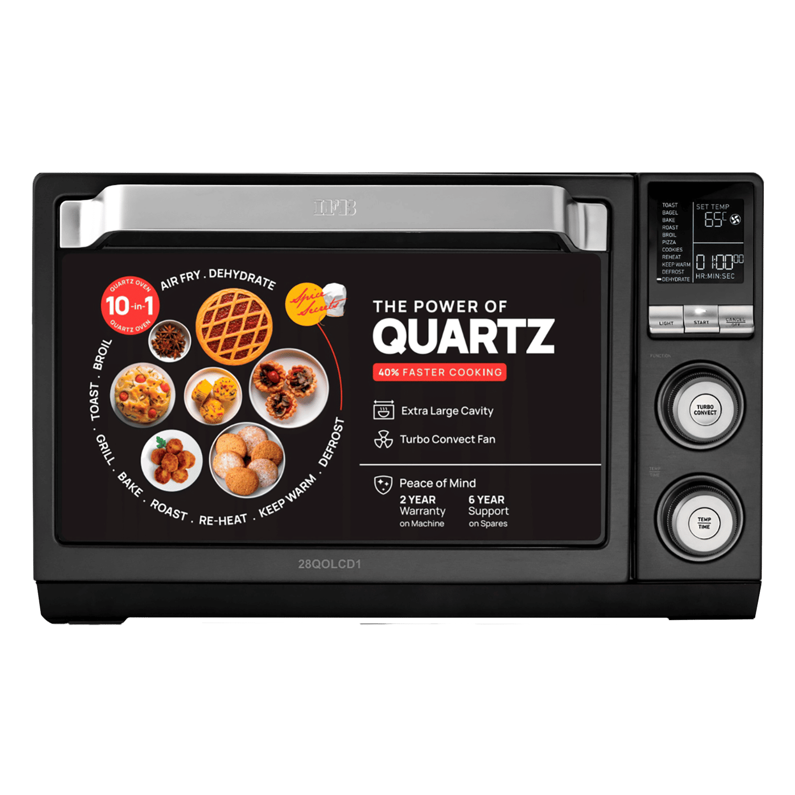 IFB 28L Quartz Oven with 4 Quartz Heating Mechanism (28QOLCD1, Dark Grey) IFB 28L Quartz Oven with 4 Quartz Heating Mechanism (28QOLCD1, Dark Grey)_1