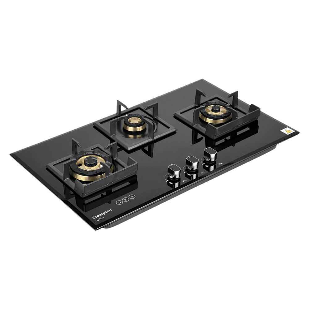 Crompton Optime Toughened Glass Top 3 Burner Automatic Hob (3D Flame Technology, Midnight Black) Crompton Optime Toughened Glass Top 3 Burner Automatic Hob (3D Flame Technology, Midnight Black)_1