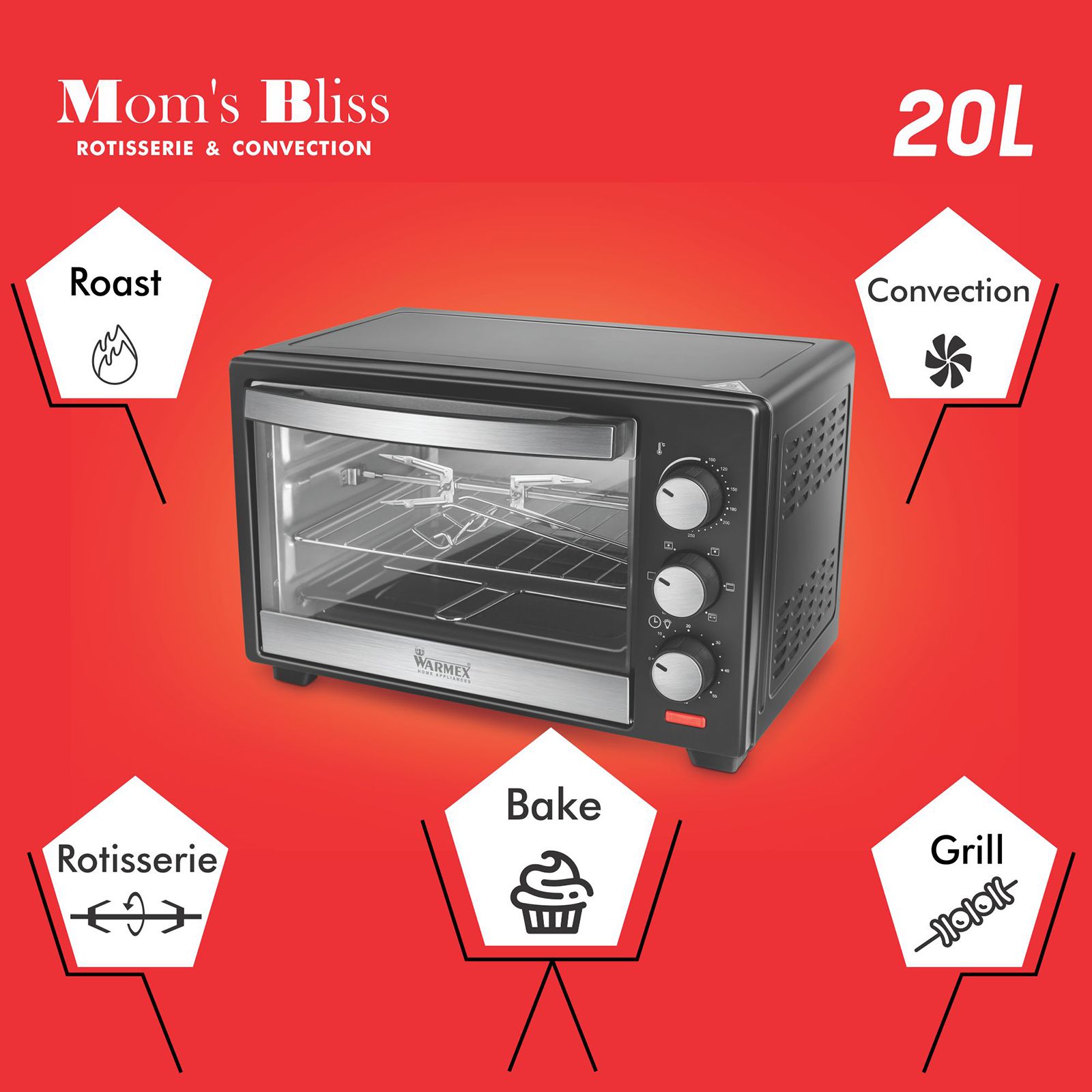 WARMEX MB20L 20L Oven Toaster Grill with 14 Autocook Menus (Black)_4
