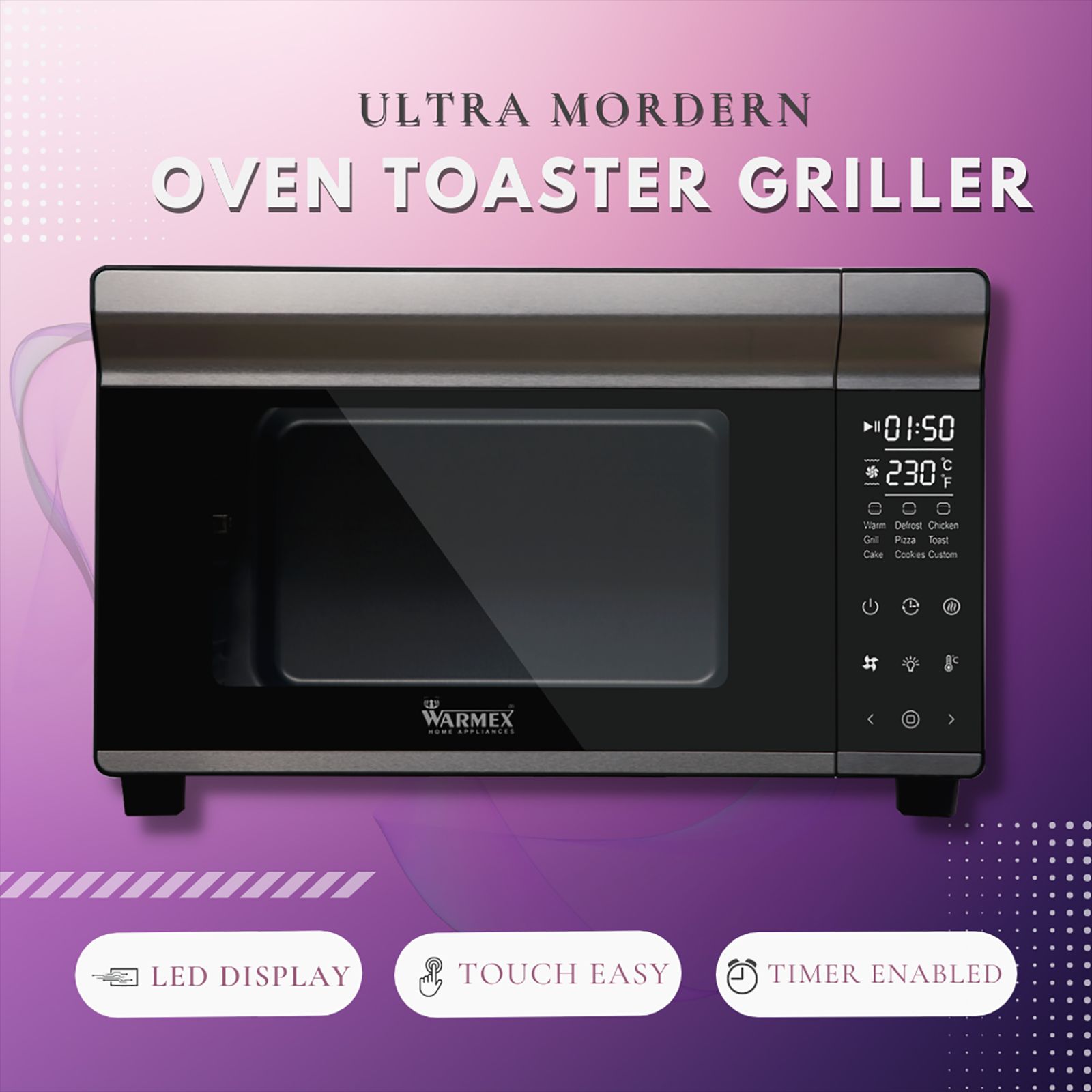 WARMEX 28L Oven Toaster Grill with Motorized Rotisserie (MB28L, Black)_11