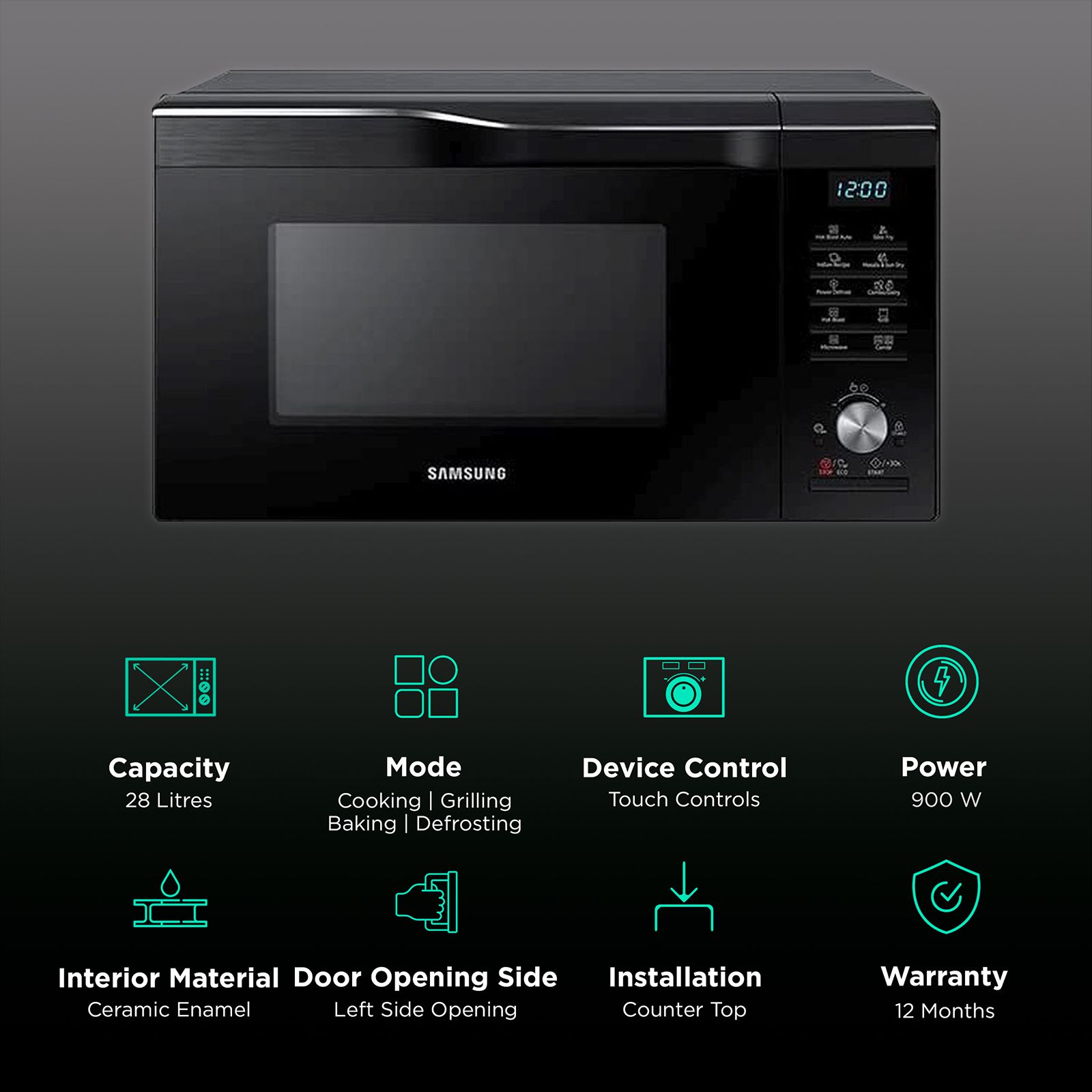 SAMSUNG 28L Convection Microwave Oven with SLIM FRY Technology (MC28A6036QK/TL, Black)_3