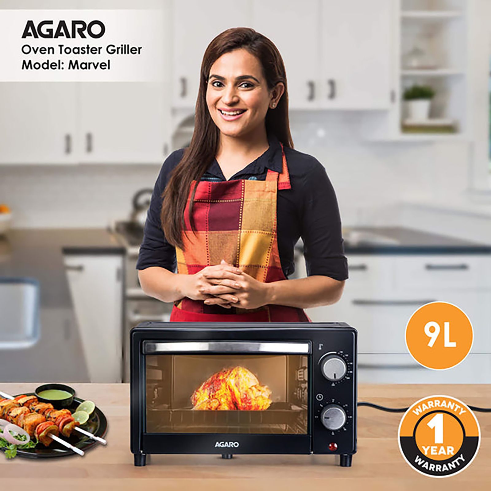 AGARO Marvel 9L Oven Toaster Grill with Automatic Thermostat (Black) AGARO Marvel 9L Oven Toaster Grill with Automatic Thermostat (Black)_9