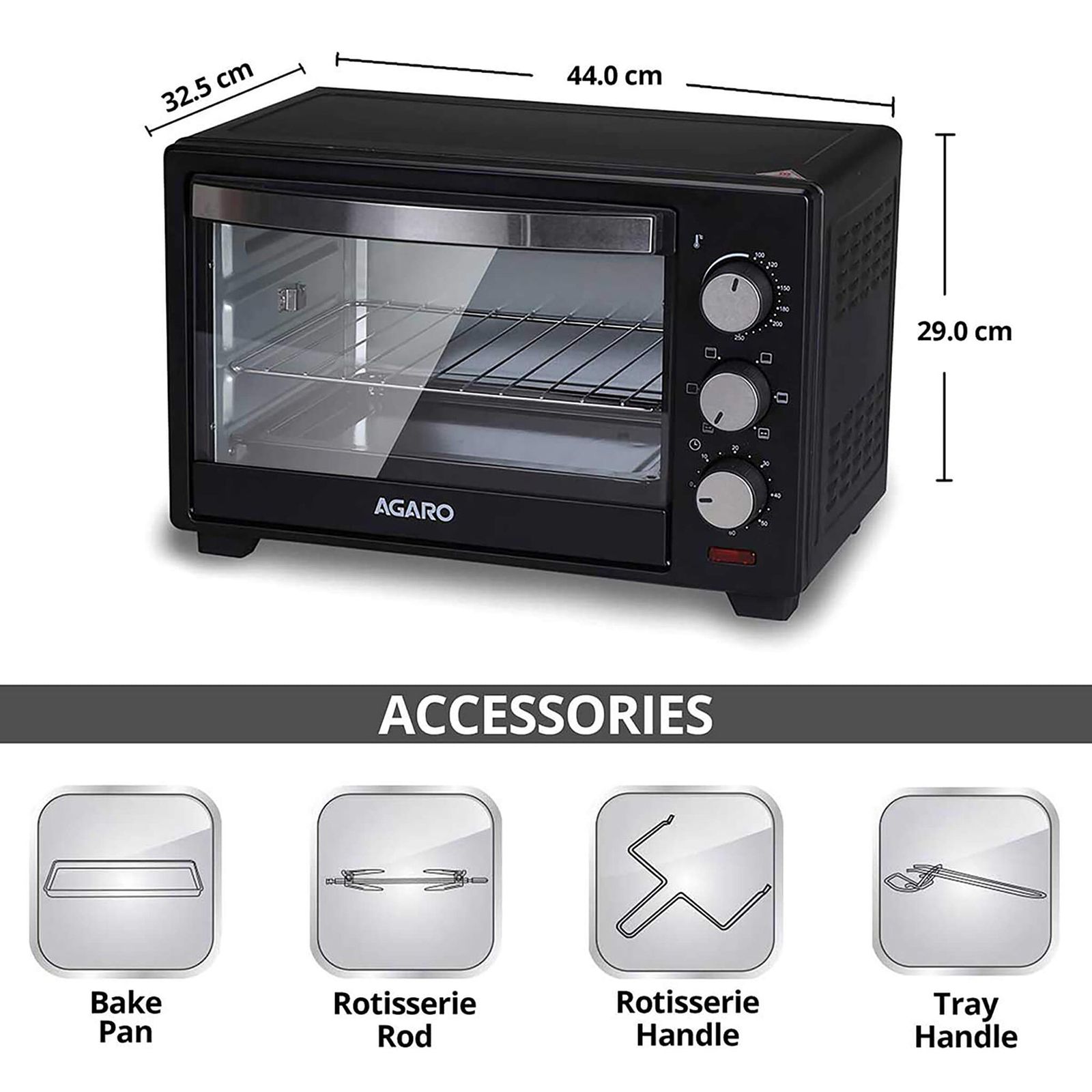 AGARO Marvel 19L Oven Toaster Grill with 5 Heating Modes (Black) AGARO Marvel 19L Oven Toaster Grill with 5 Heating Modes (Black)_16