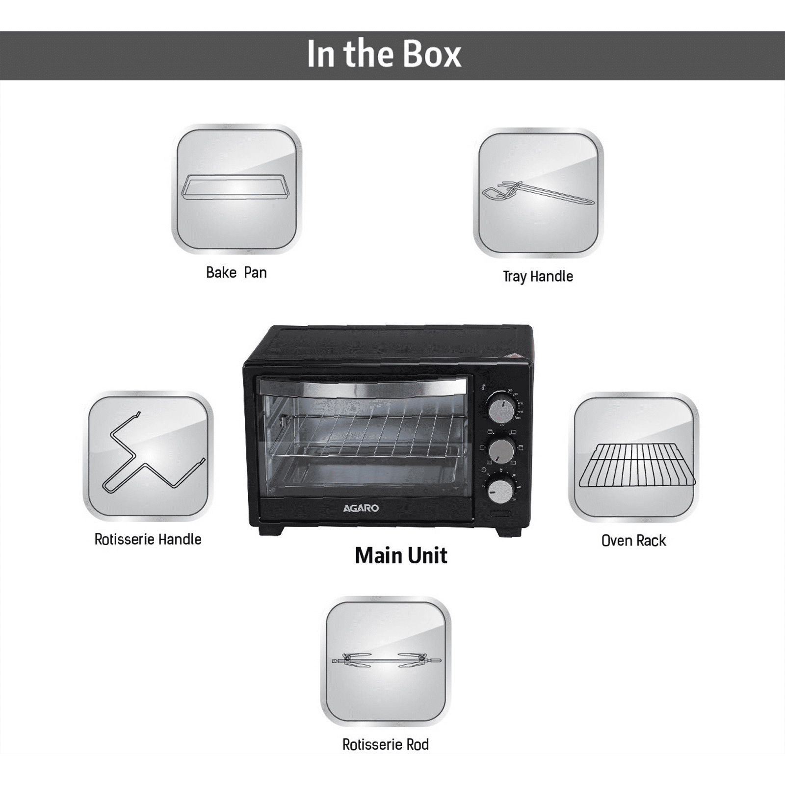 AGARO Marvel 19L Oven Toaster Grill with 5 Heating Modes (Black) AGARO Marvel 19L Oven Toaster Grill with 5 Heating Modes (Black)_5