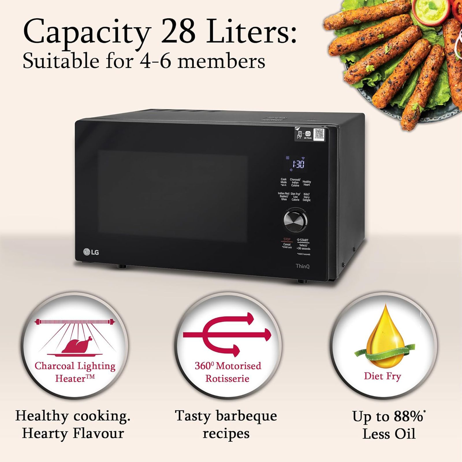 LG 28L Charcoal Convection Microwave Oven with Scan to Cook (MJEN286UFW, Black) LG 28L Charcoal Convection Microwave Oven with Scan to Cook (MJEN286UFW, Black)_12