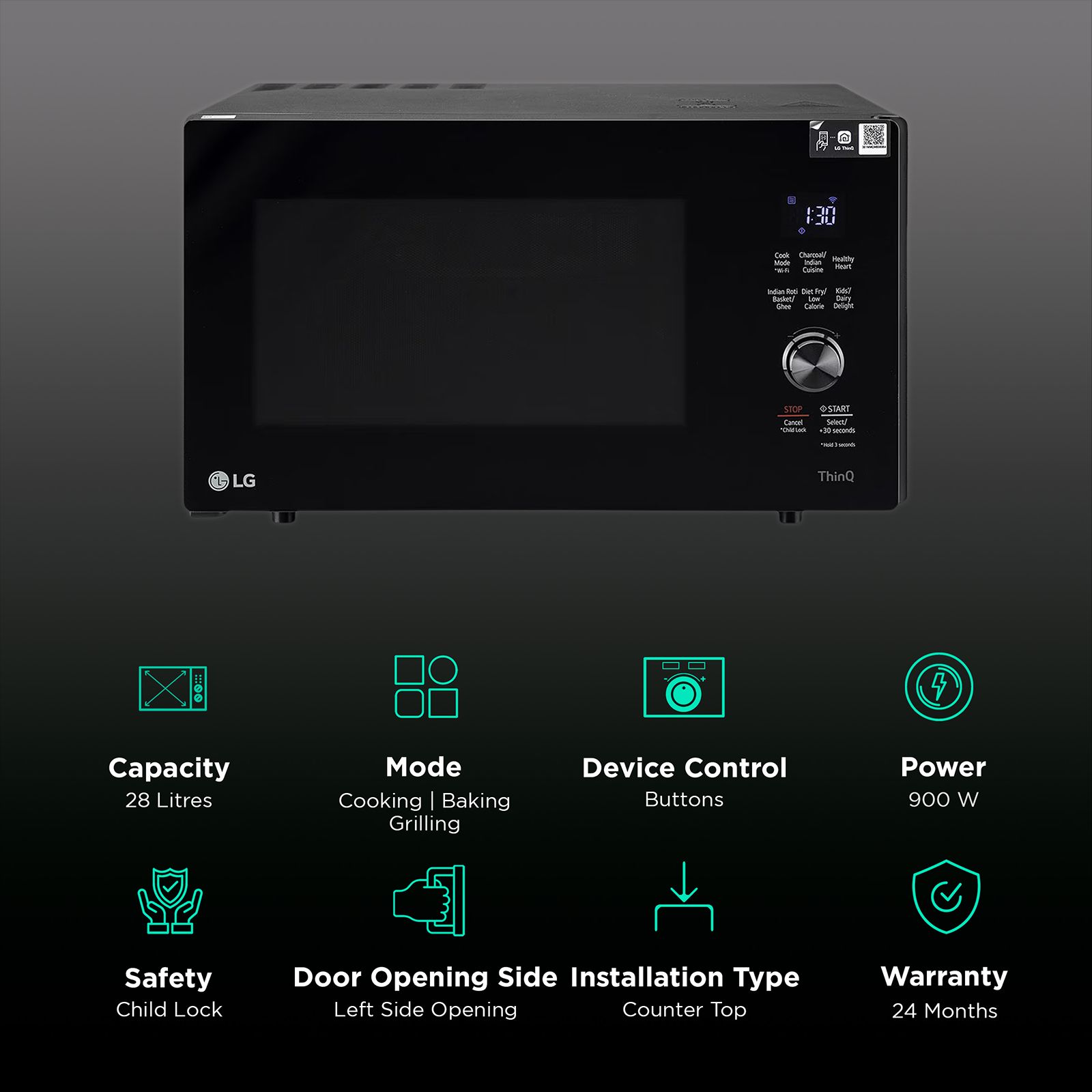 LG 28L Charcoal Convection Microwave Oven with Scan to Cook (MJEN286UFW, Black) LG 28L Charcoal Convection Microwave Oven with Scan to Cook (MJEN286UFW, Black)_3