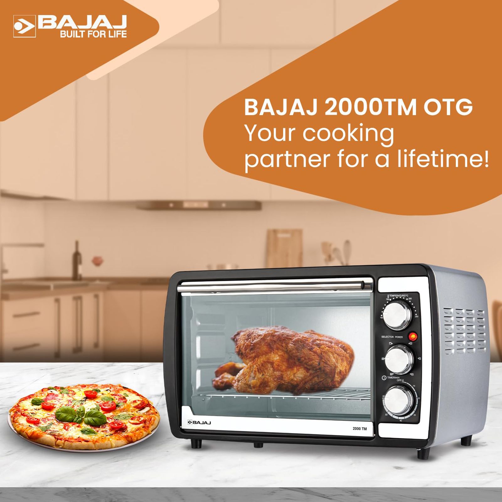 BAJAJ 2000 TM 20L Oven Toaster Grill with Rotisserie Technology (420110, Black & Silver)_5