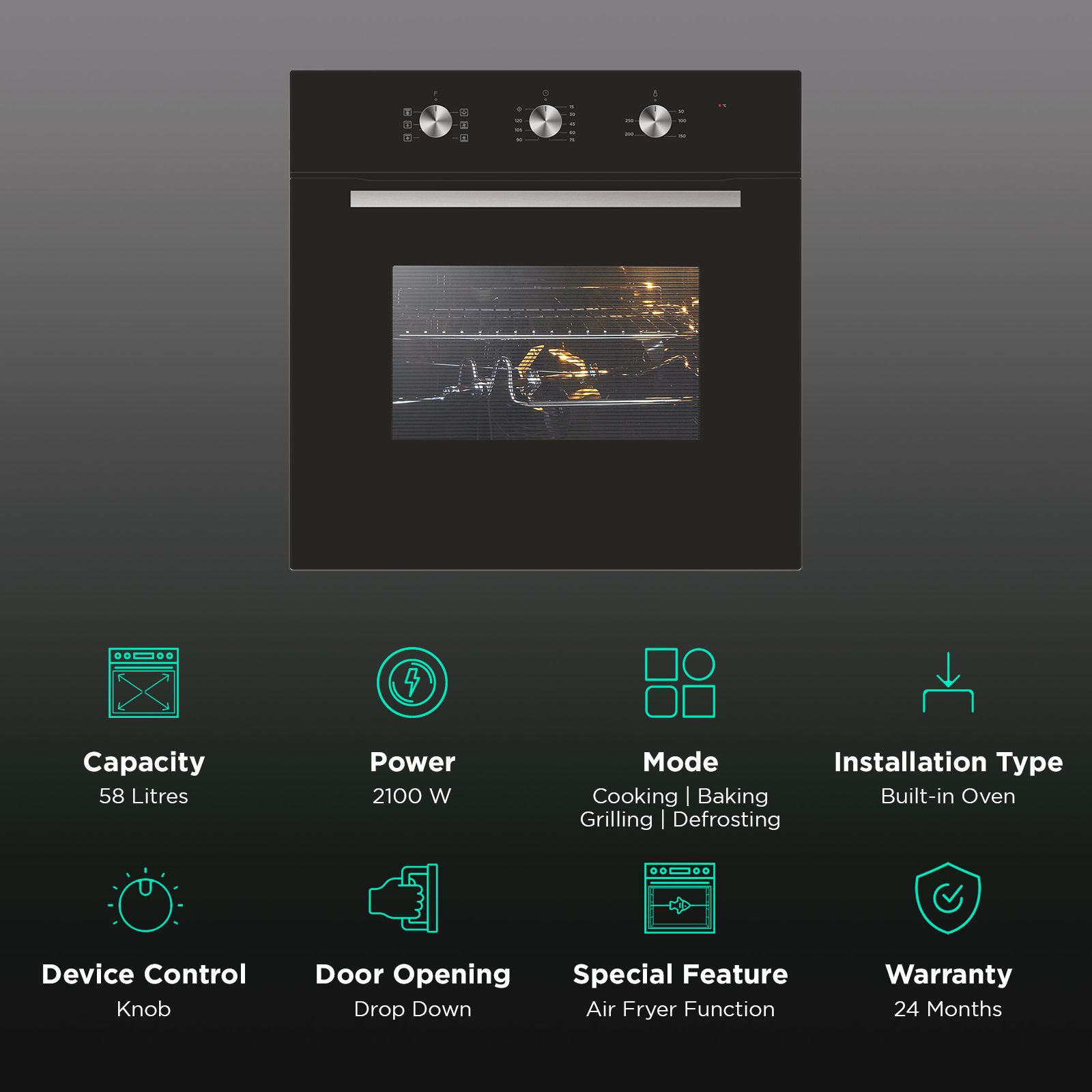 elica EPBI AF 760 MMF 58L 60cm Built-in Microwave with 7 Cooking Functions (Built in Oven, Black) elica EPBI AF 760 MMF 58L 60cm Built-in Microwave with 7 Cooking Functions (Built in Oven, Black)_3
